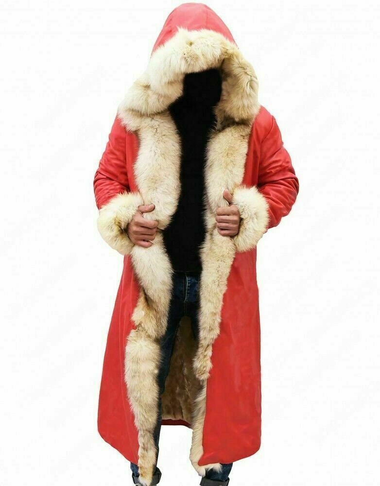Handmade Santa Claus Leather Trench Coat Christmas Chronicles Coat with Vest Custom Order for Steve