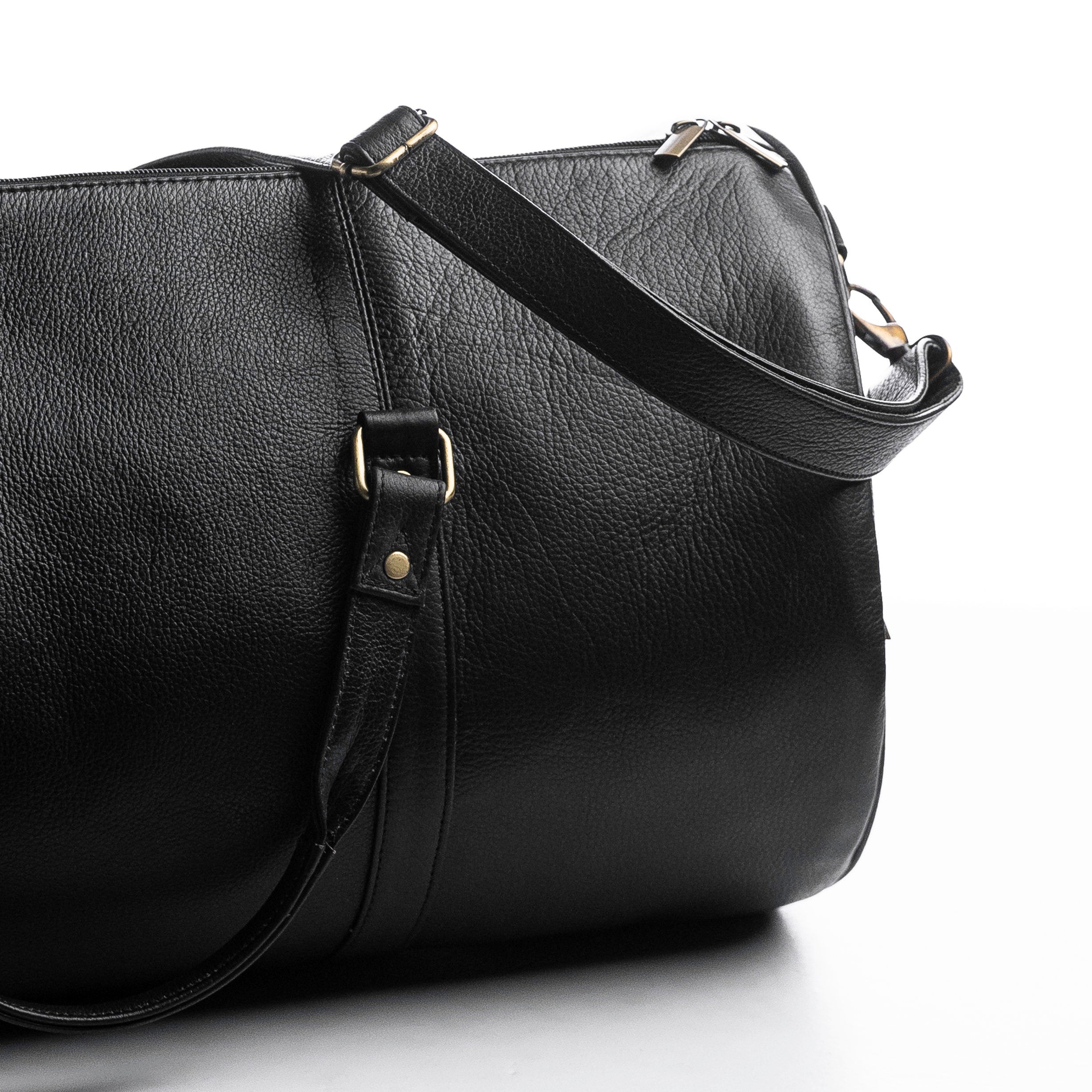 Handmade Leather Duffle Bag | Weekender Carry On with Suit Cover