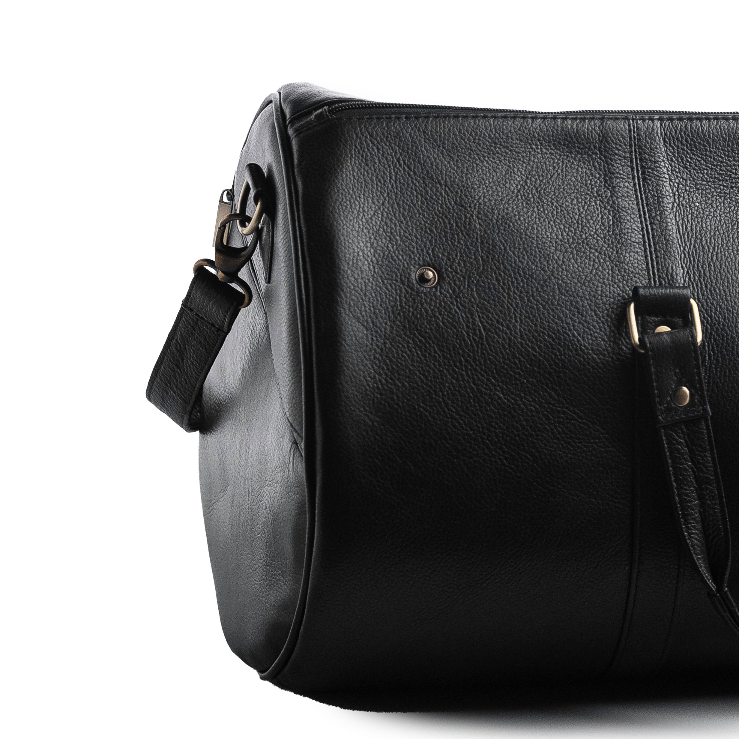 Handmade Leather Duffle Bag | Weekender Carry On with Suit Cover