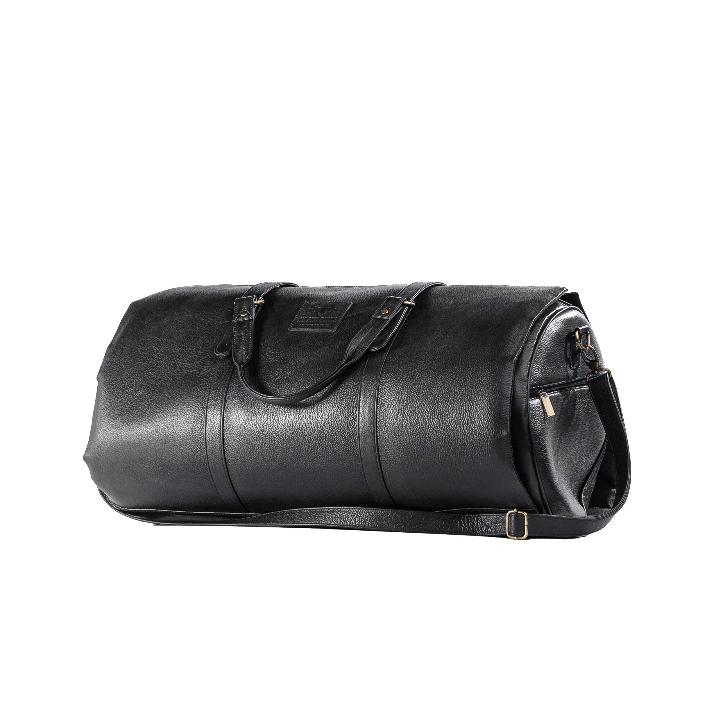 Handmade Leather Duffle Bag | Weekender Carry On with Suit Cover
