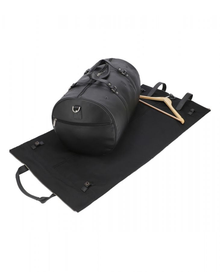 Handmade Leather Duffle Bag | Weekender Carry On with Suit Cover