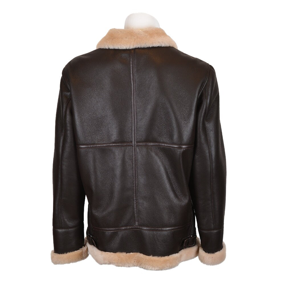 Ox and Bulls Handmade B3 Aviation Synthetic Fur Bomber Jacket Leather Coat