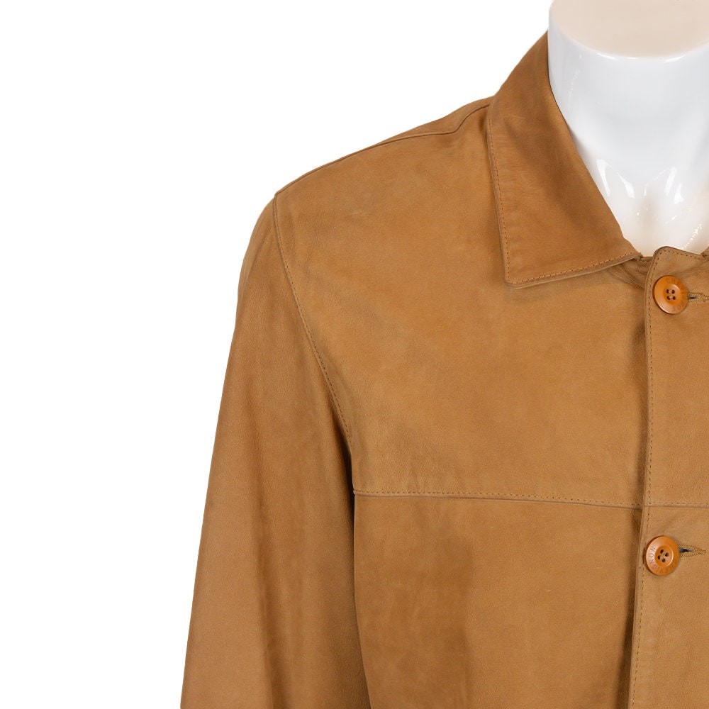 Handmade Brown Suede Leather Jacket Coat