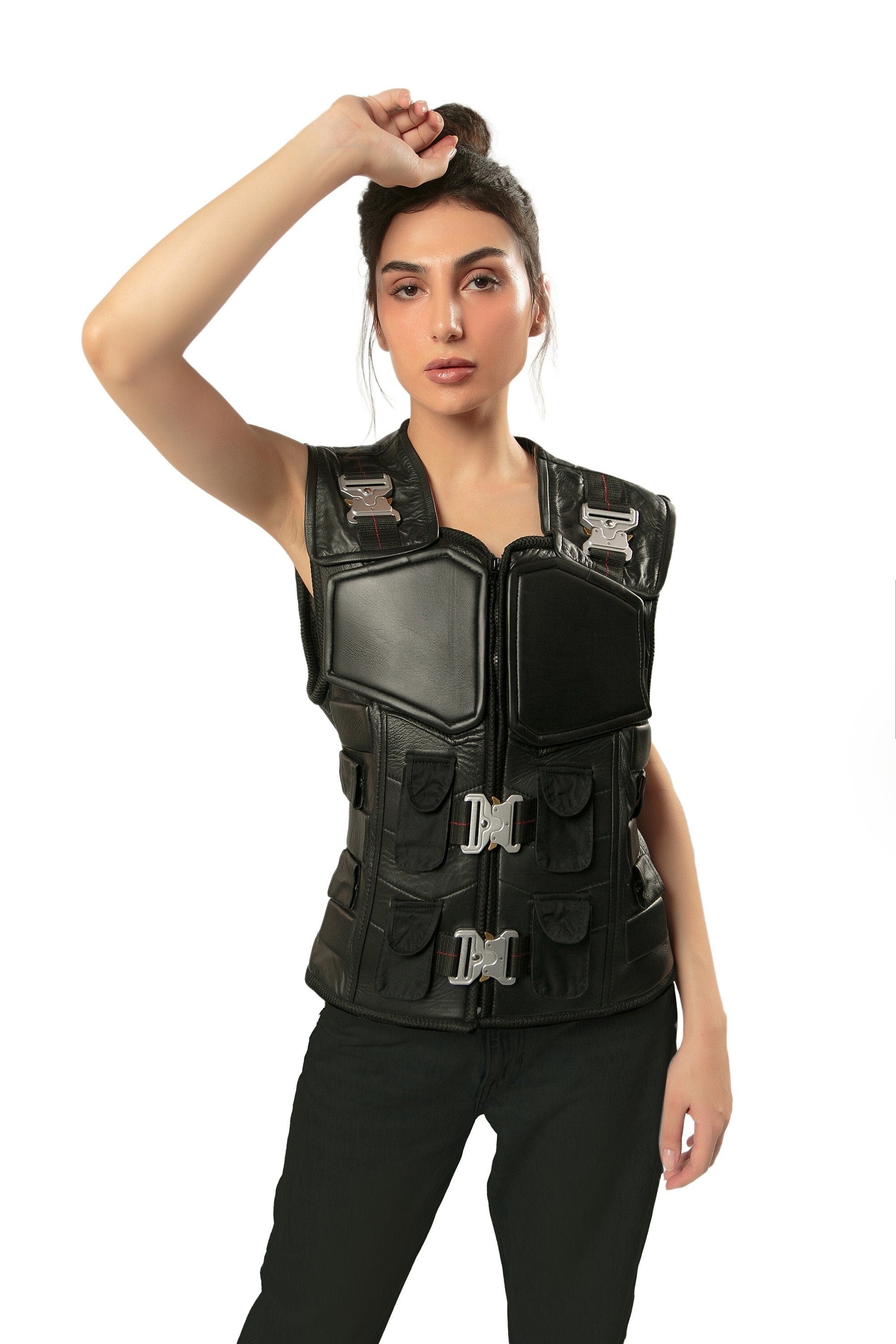 Handmade Blade Wesley Snipes Handmade Cosplay Leather Vest for Women