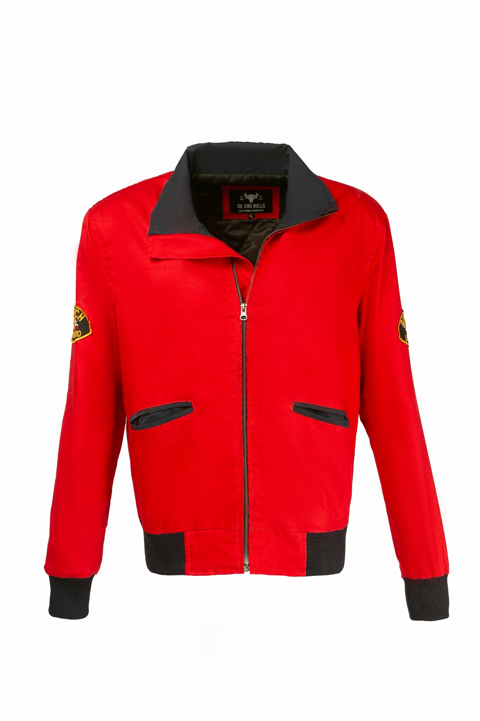 Handmade California Baywatch Lifeguard Beach Style Red Bomber Cotton Jacket Cosplay