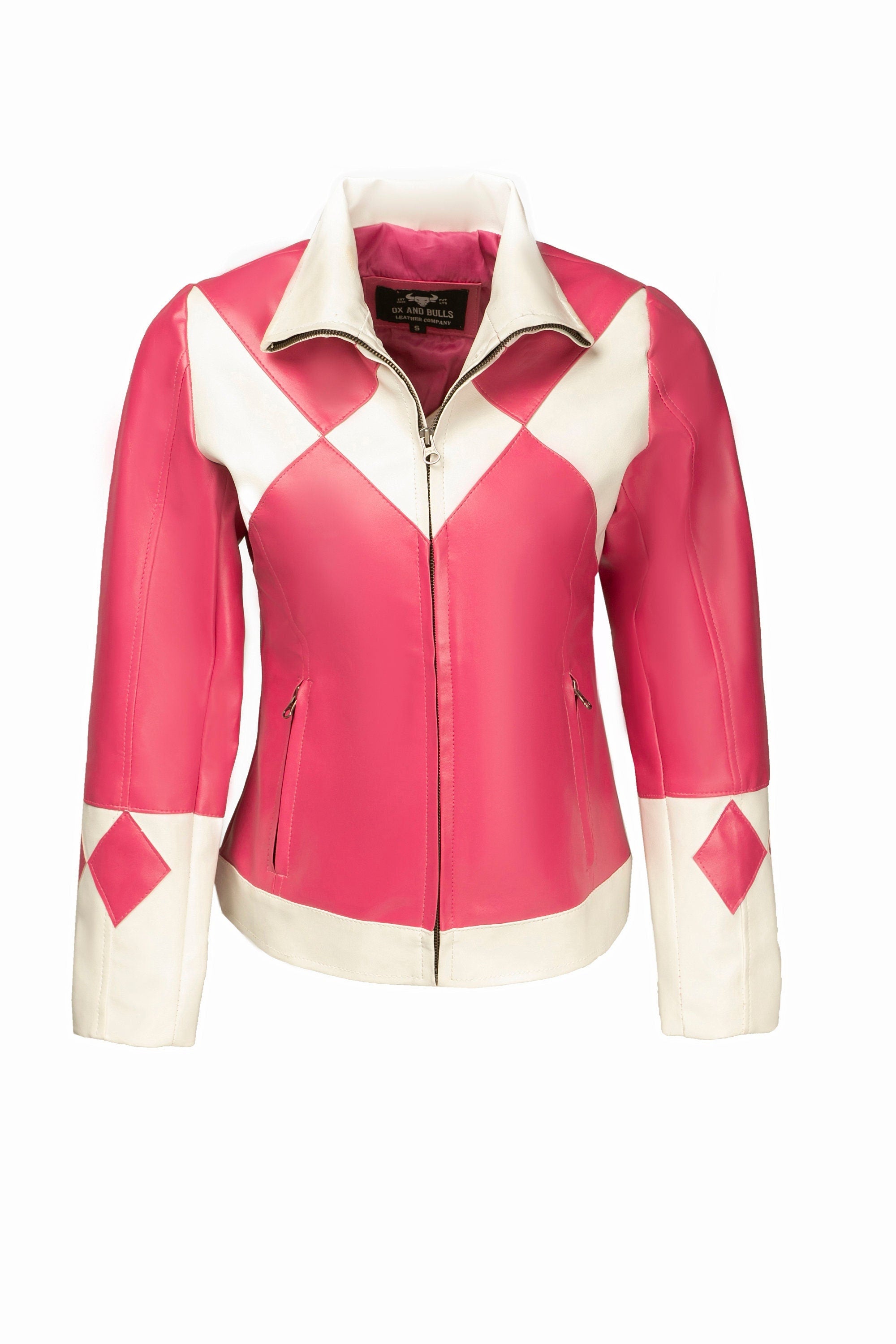 Handcrafted Pink Leather Jacket | Sci-Fi Warrior Cosplay | Limited Edition Ox and Bulls