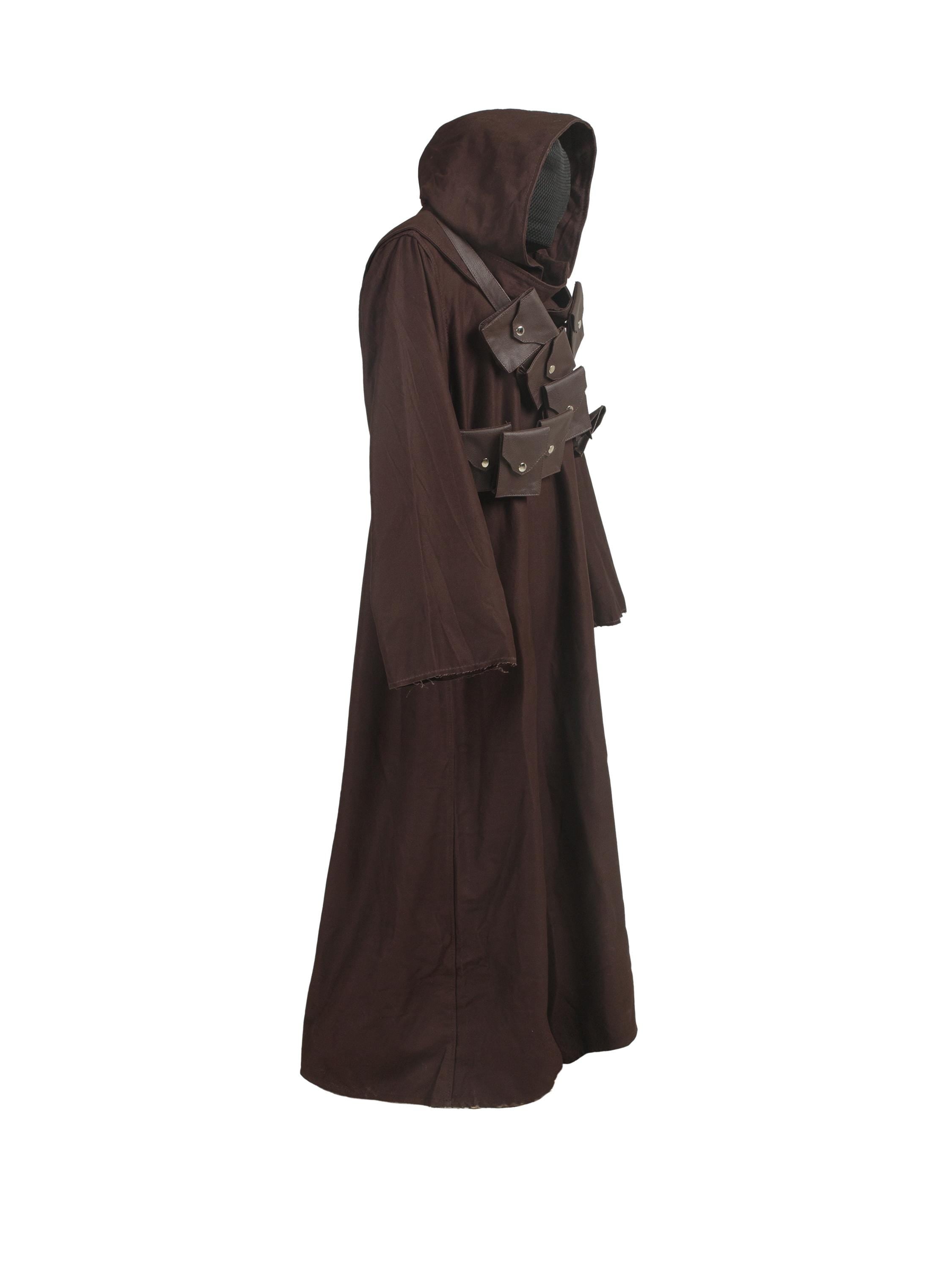 Handcrafted Desert Nomad Cloak with Leather Straps | Hooded Warrior Costume