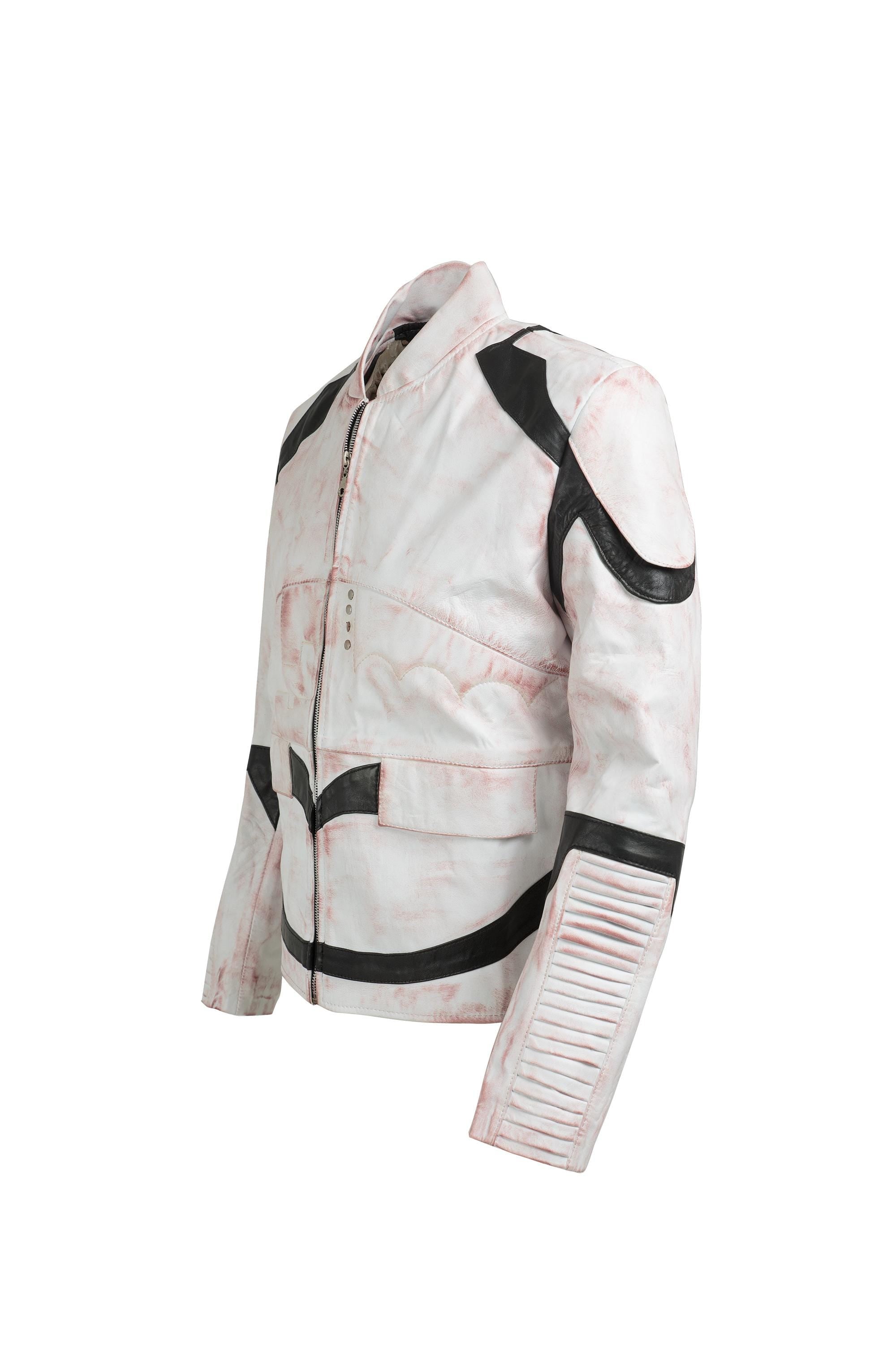 White Leather Sci-Fi Cosplay Jacket | Military Armor Inspired, Handcrafted Ox and Bulls
