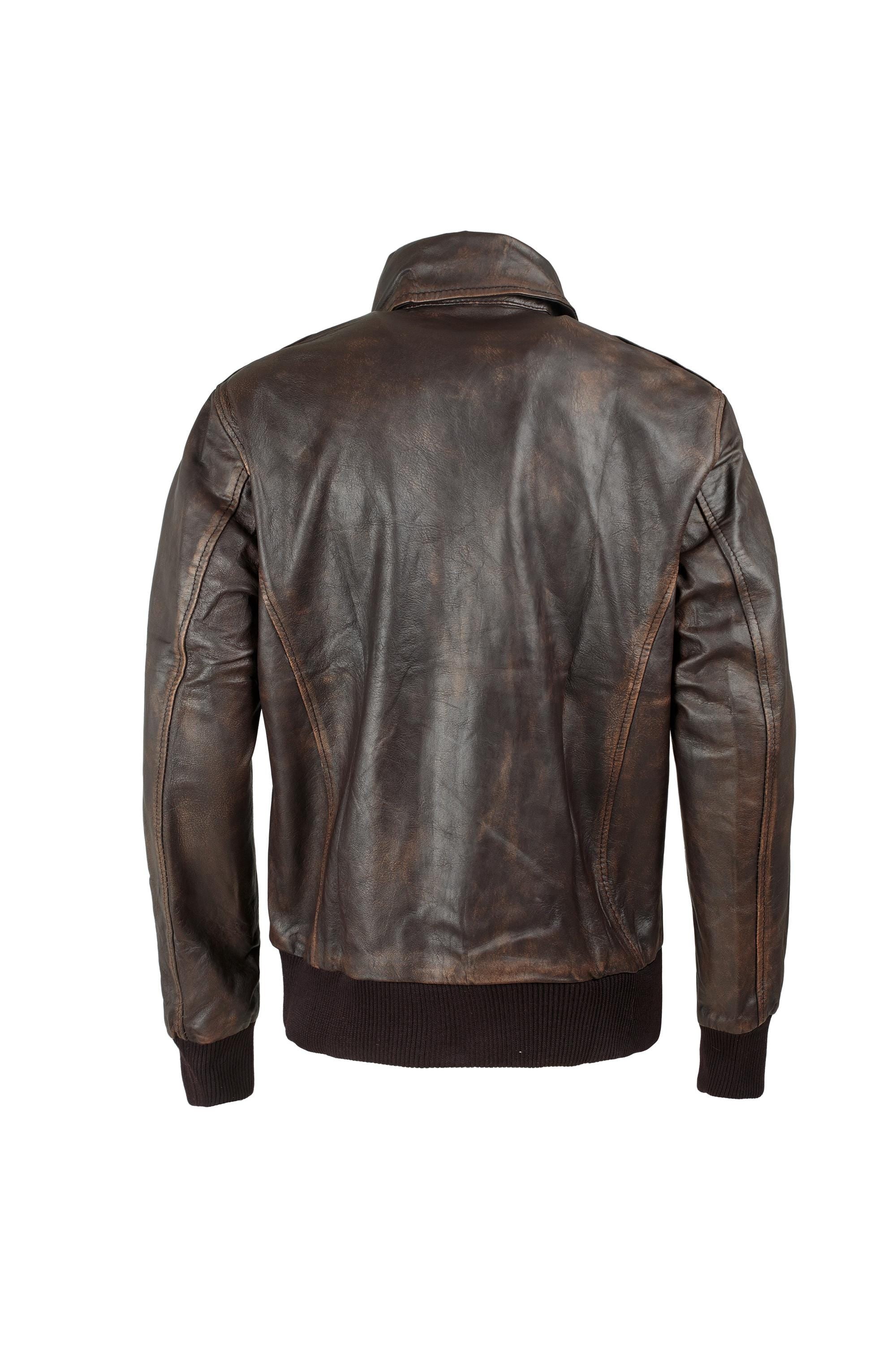 Handmade A2 Leather Aviator Jacket - WWII Flight Bomber Style