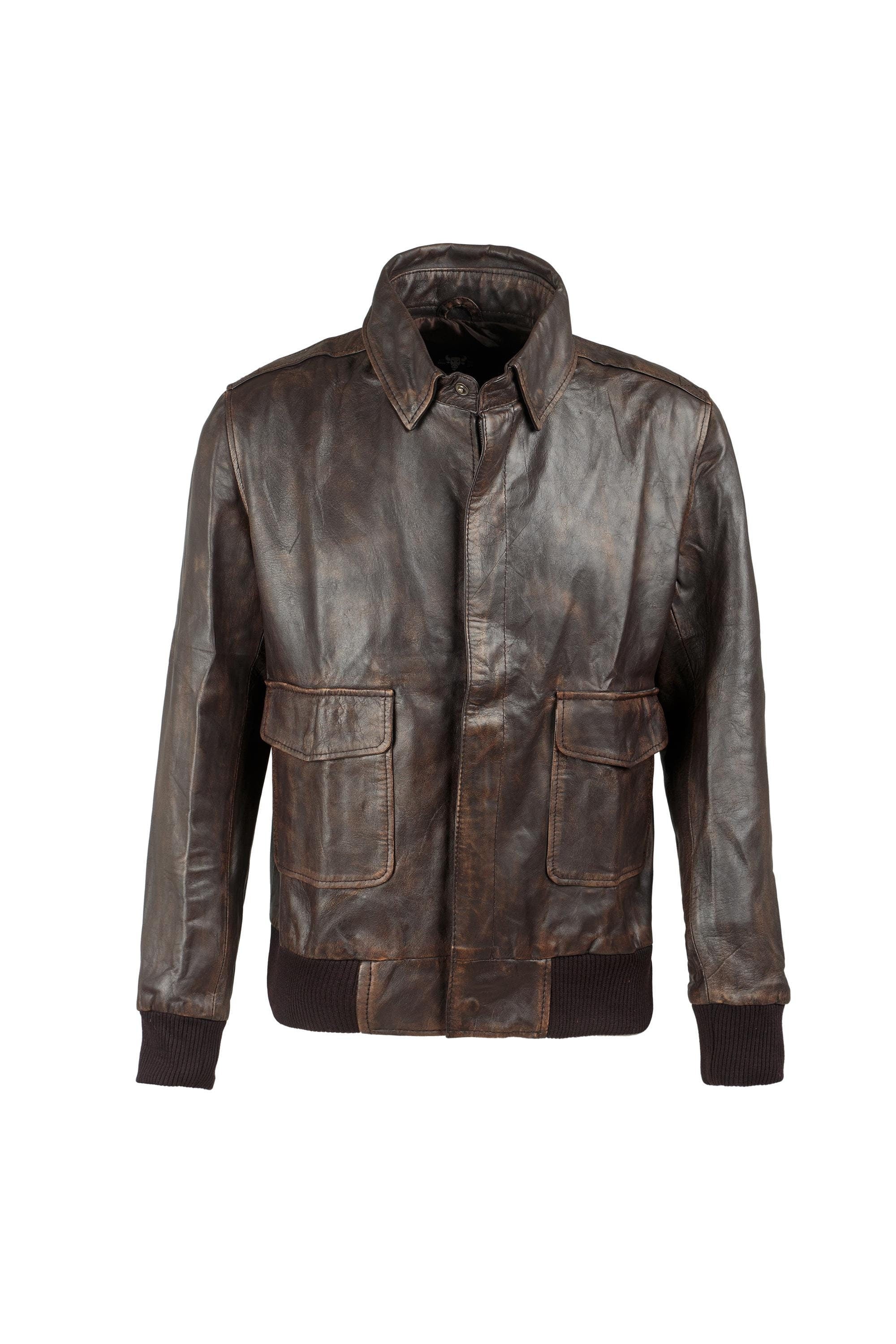 Handmade A2 Leather Aviator Jacket - WWII Flight Bomber Style