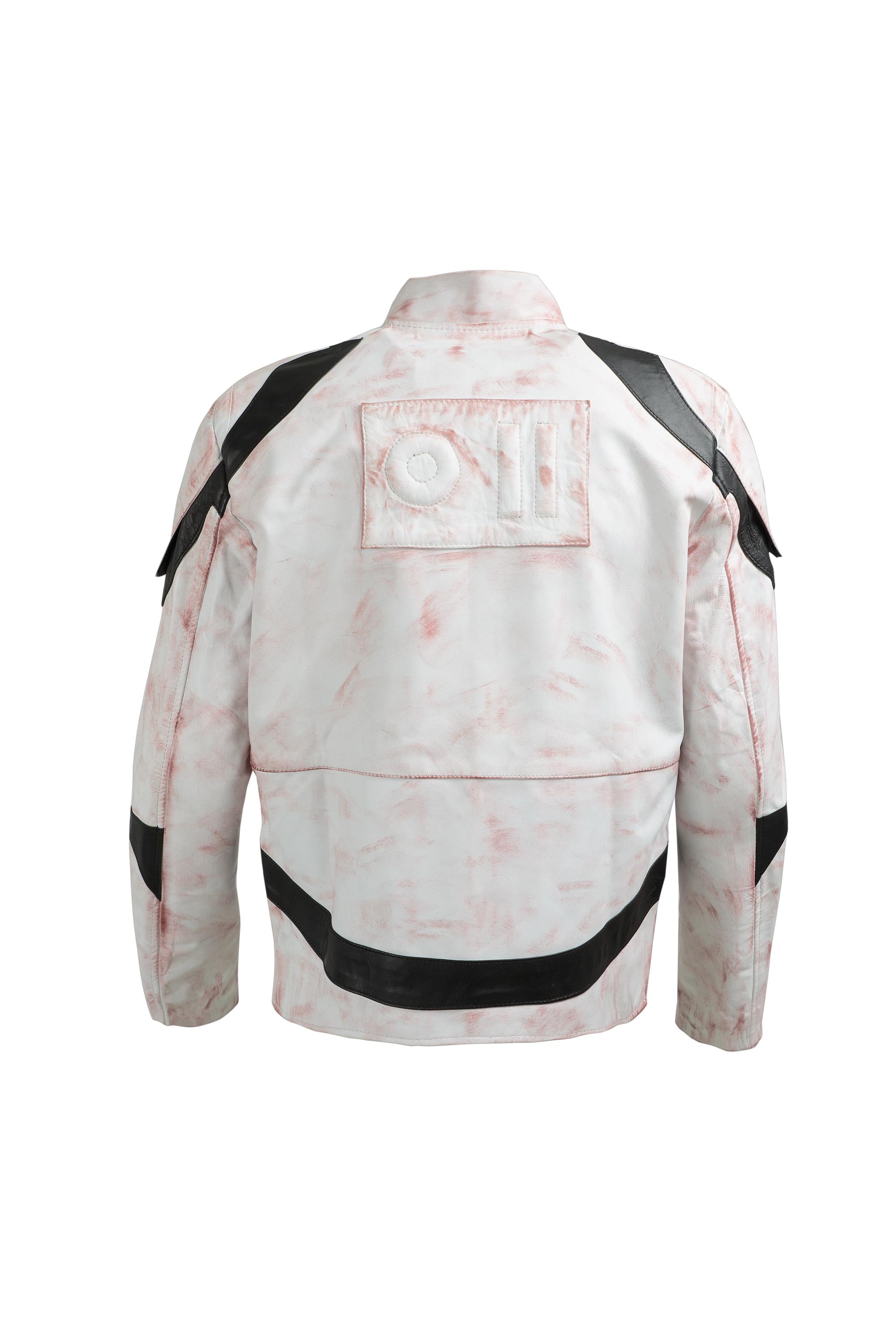 White Leather Sci-Fi Cosplay Jacket | Military Armor Inspired, Handcrafted Ox and Bulls