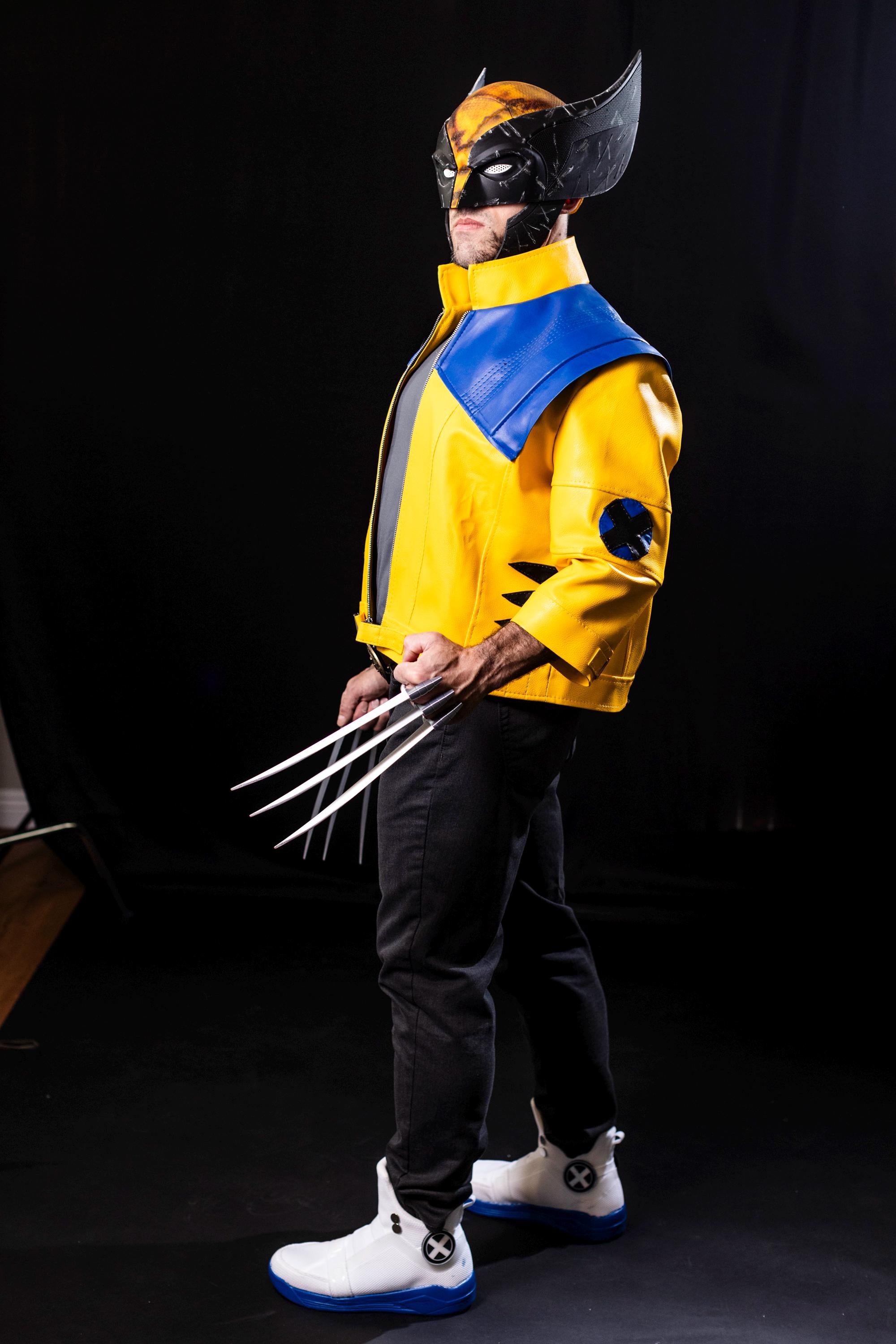 Rivals Wolverine Leather Jacket: Yellow & Blue, Cosplay Style