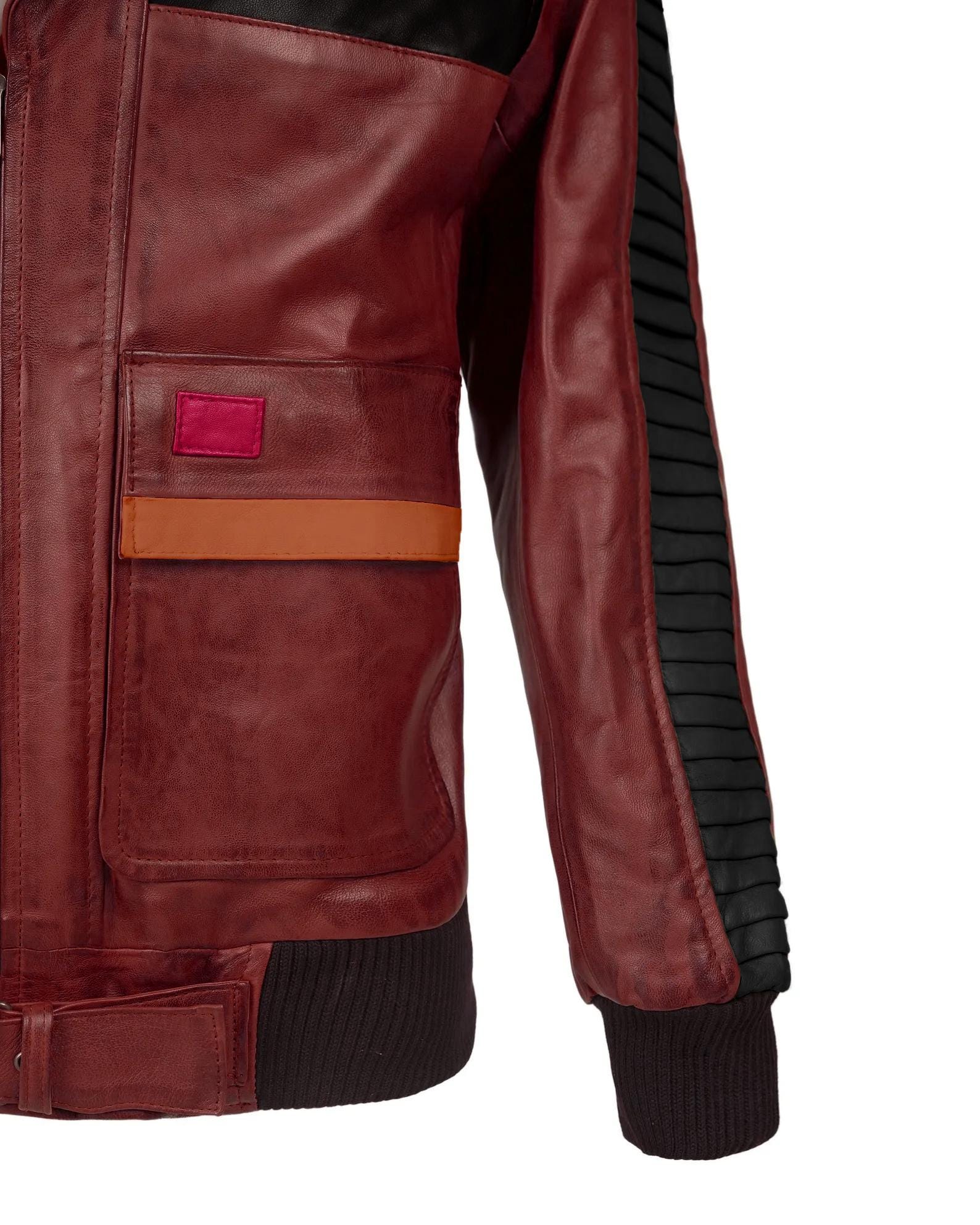 Handcrafted Maroon Leather Sci-Fi Cosplay Jacket | Dark Villain Inspired Coat