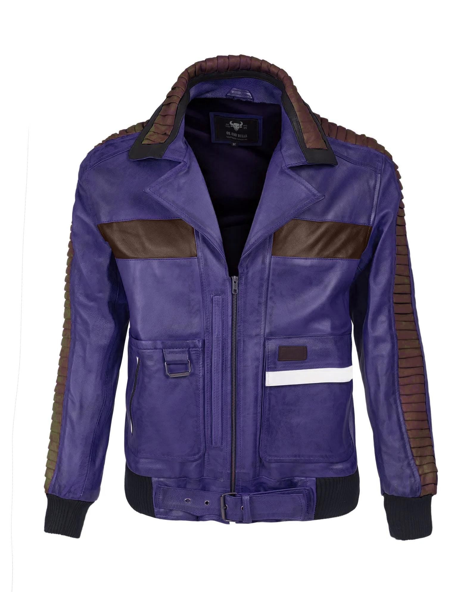 Handcrafted Purple Maroon Leather Coat | Dark Hero Sci-Fi Cosplay Jacket