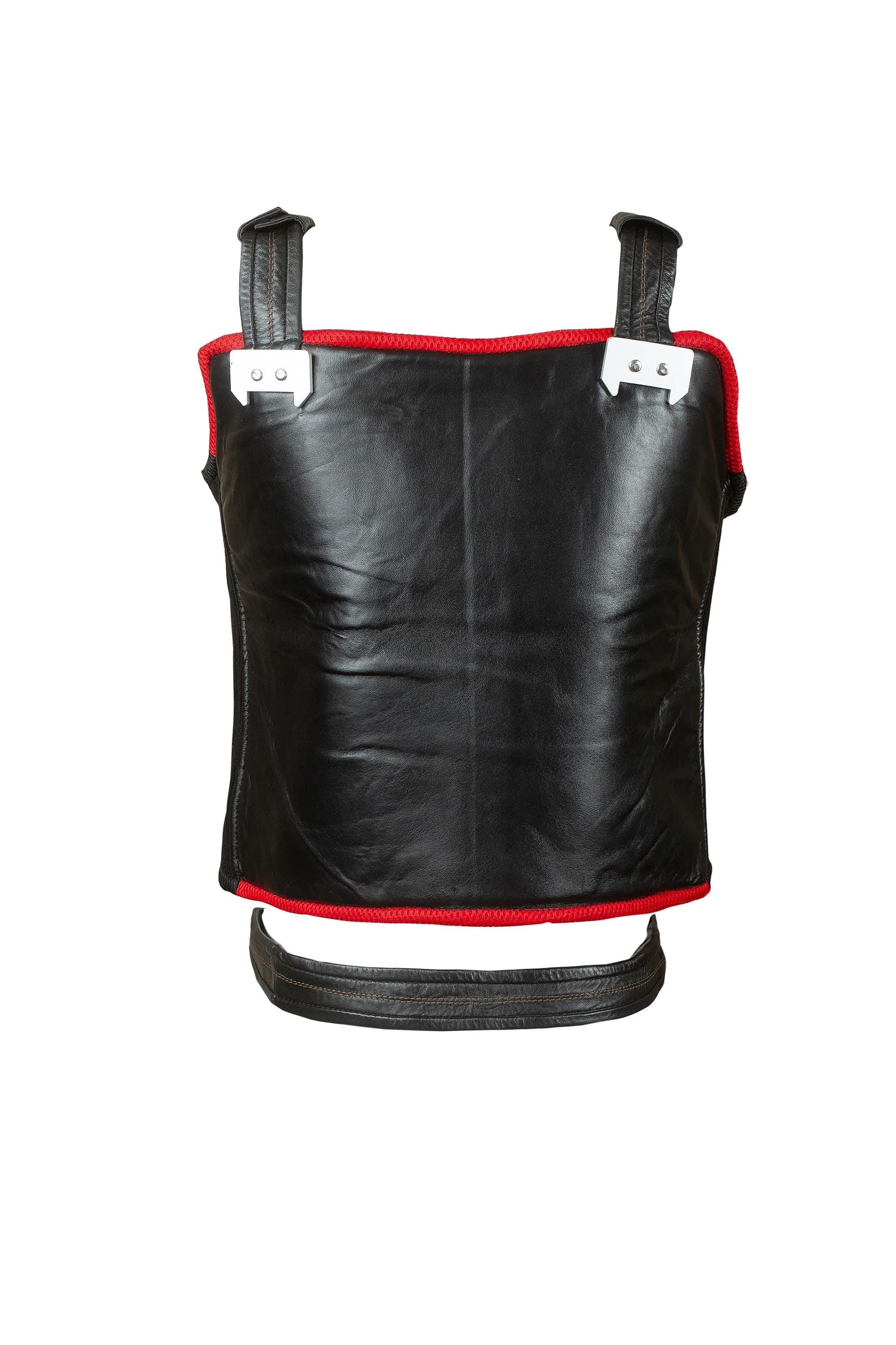 Vampire Hunter Inspired Black Leather Vest with Pockets & Buckles