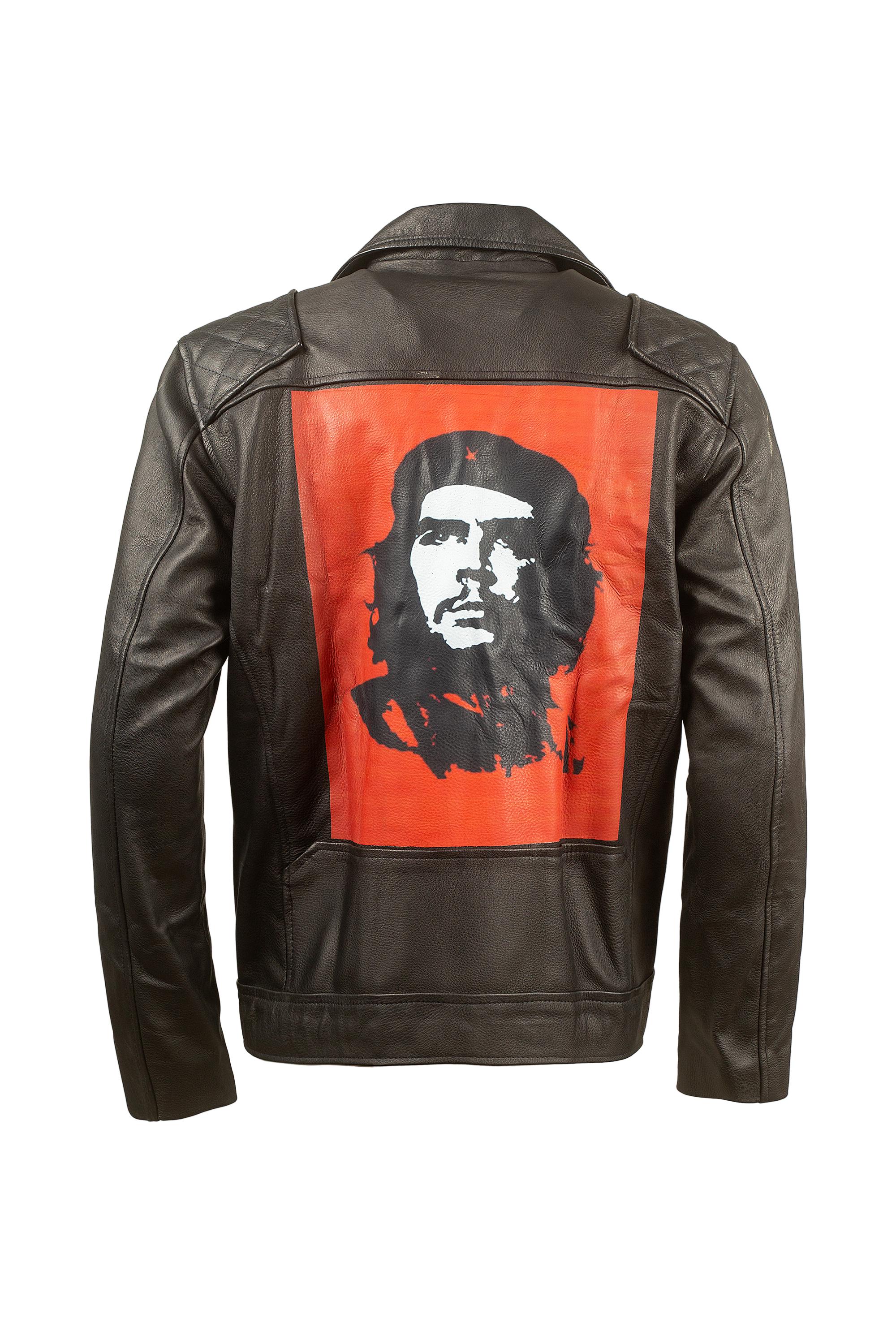 Che Guevara Cowhide Leather Biker Jacket | Handmade Punk Moto Jacket