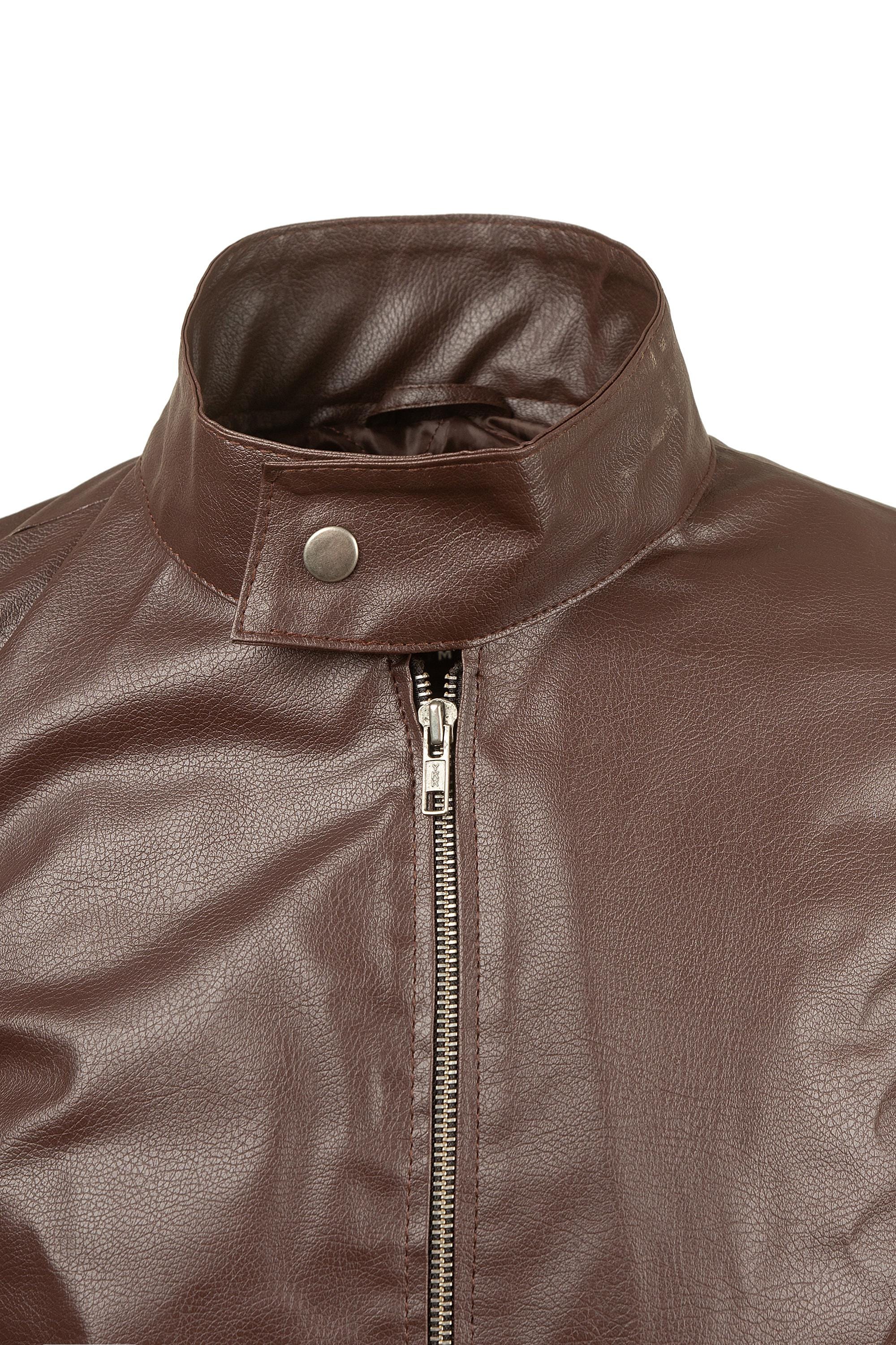 Men's Brown Leather Biker Jacket with Tan Racing Stripes – Cafe Racer Moto Style