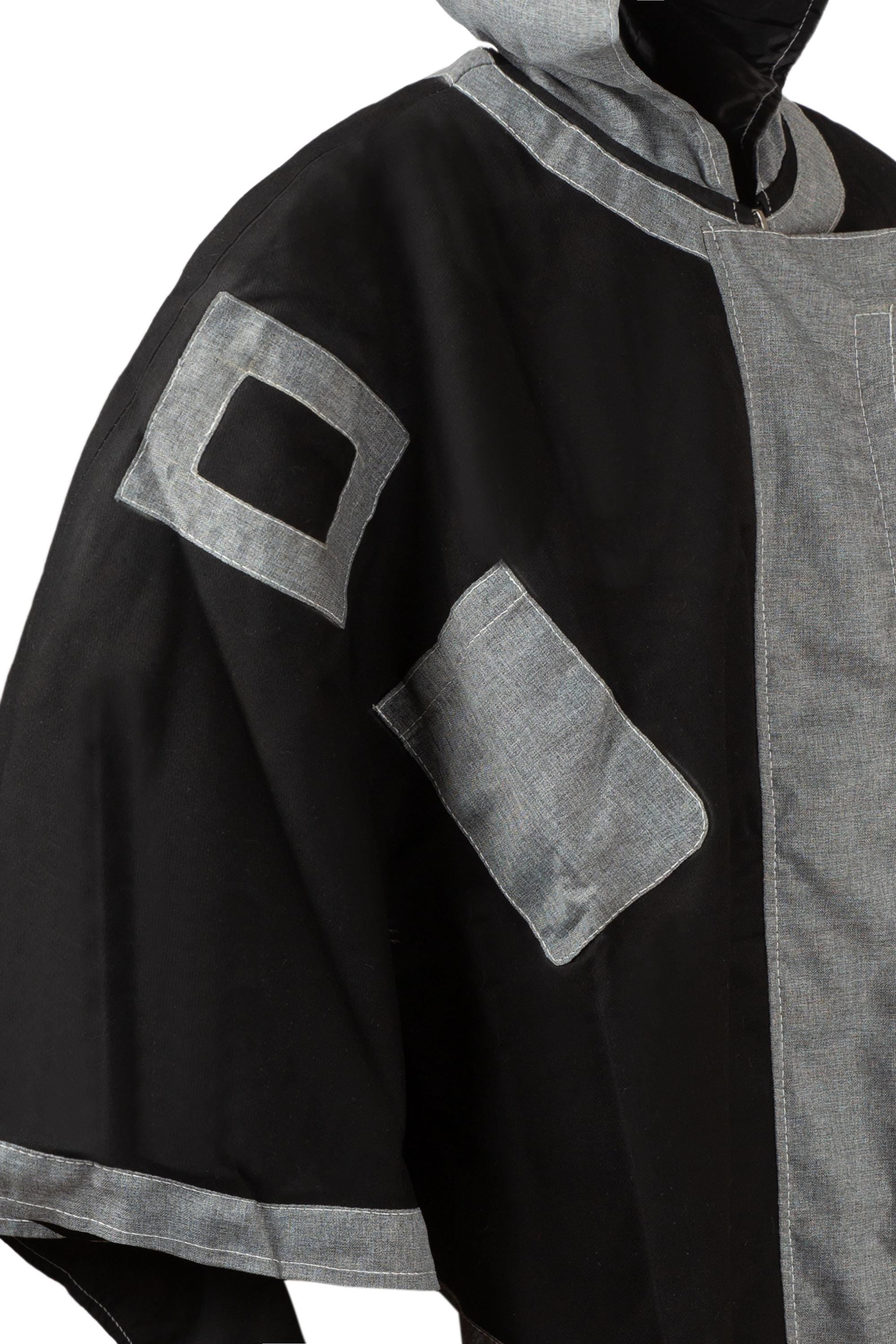 Black Survivor Space Knight Hooded Cloak, Sci-Fi Cosplay Poncho