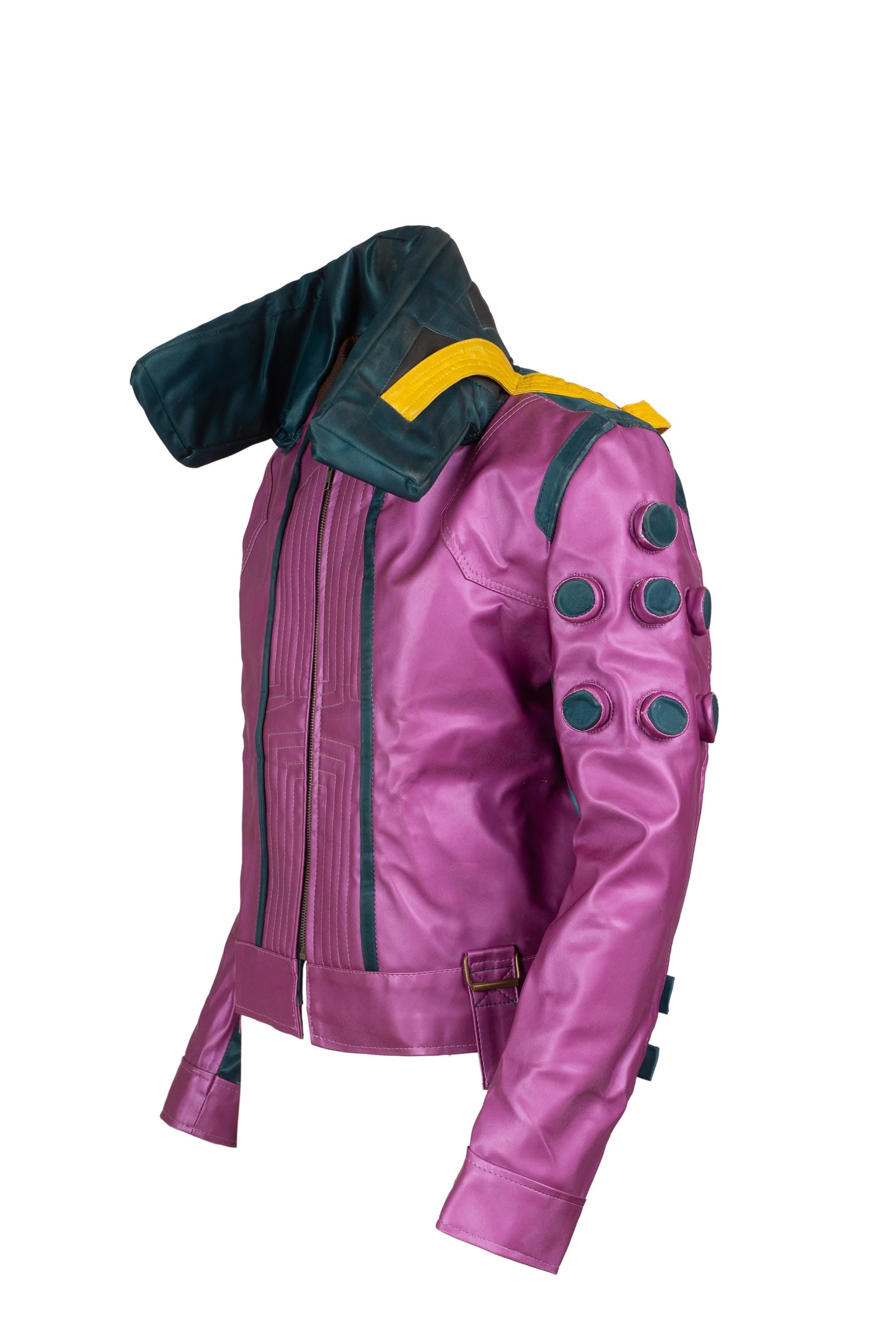 Futuristic Pink and Teal Leather Jacket – Cyberpunk Inspired Statement Piece by Ox & Bulls