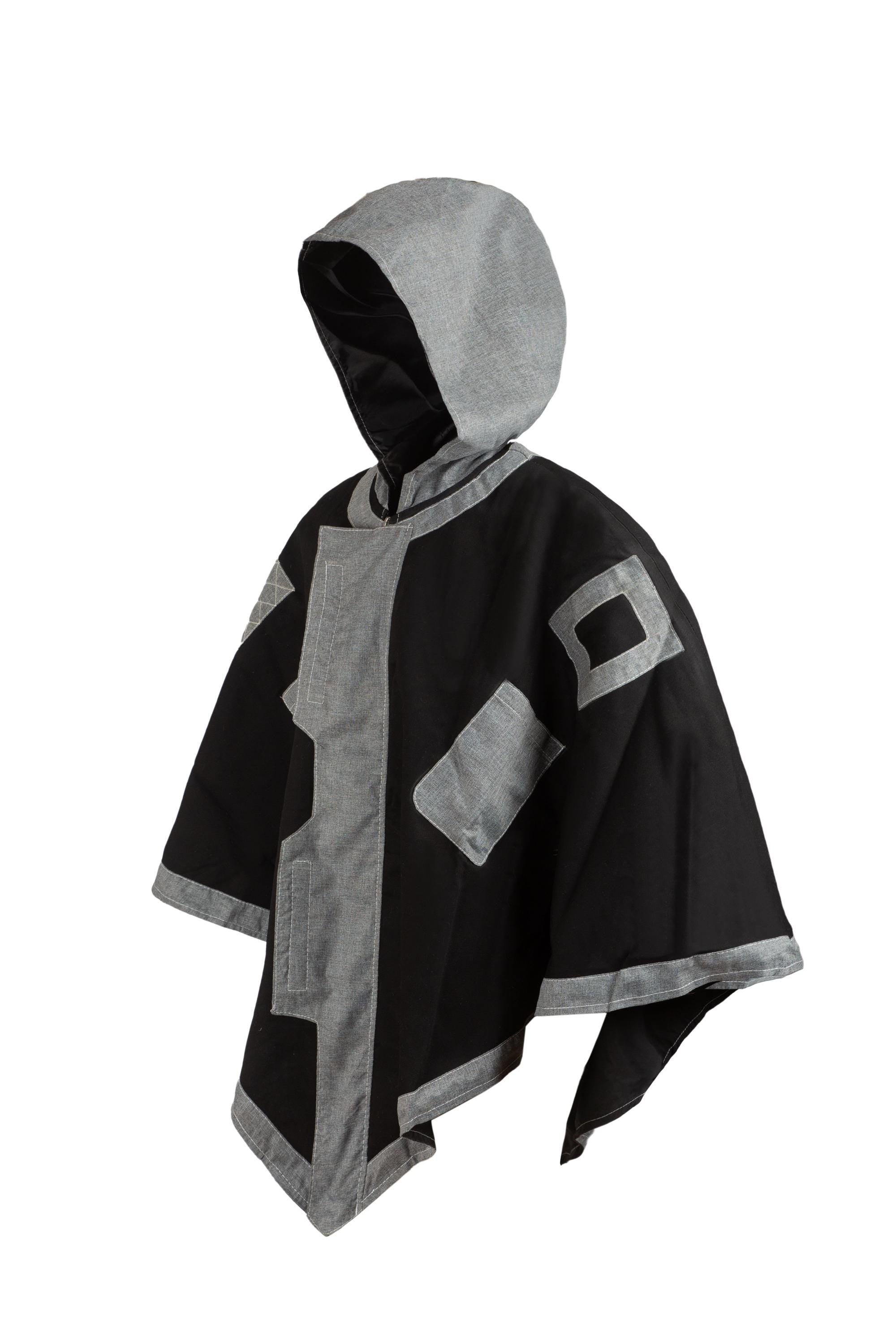 Black Survivor Space Knight Hooded Cloak, Sci-Fi Cosplay Poncho