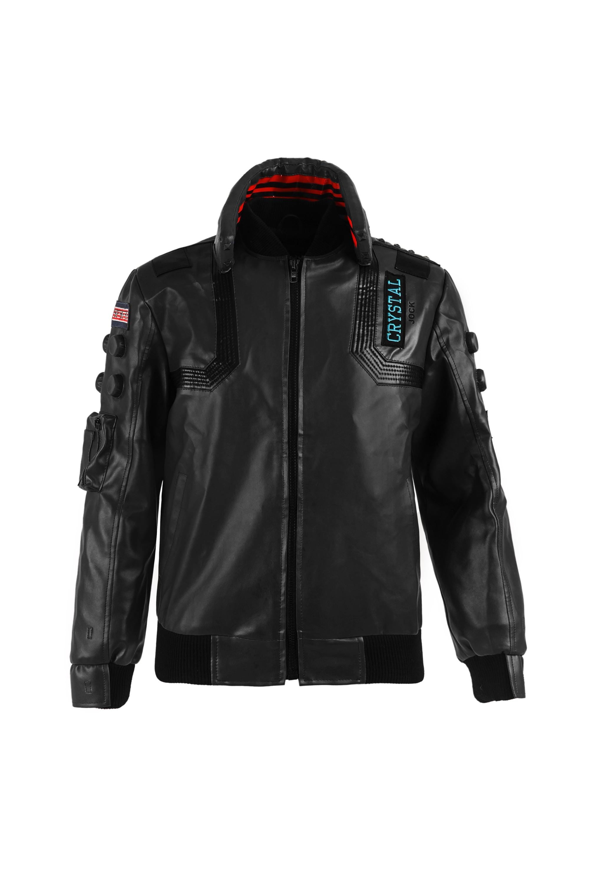Cyberpunk Futuristic Leather Jacket for Men – Black Techwear Bomber Jacket – Sci-Fi Streetwear Coat – Gamer Inspired Outerwear