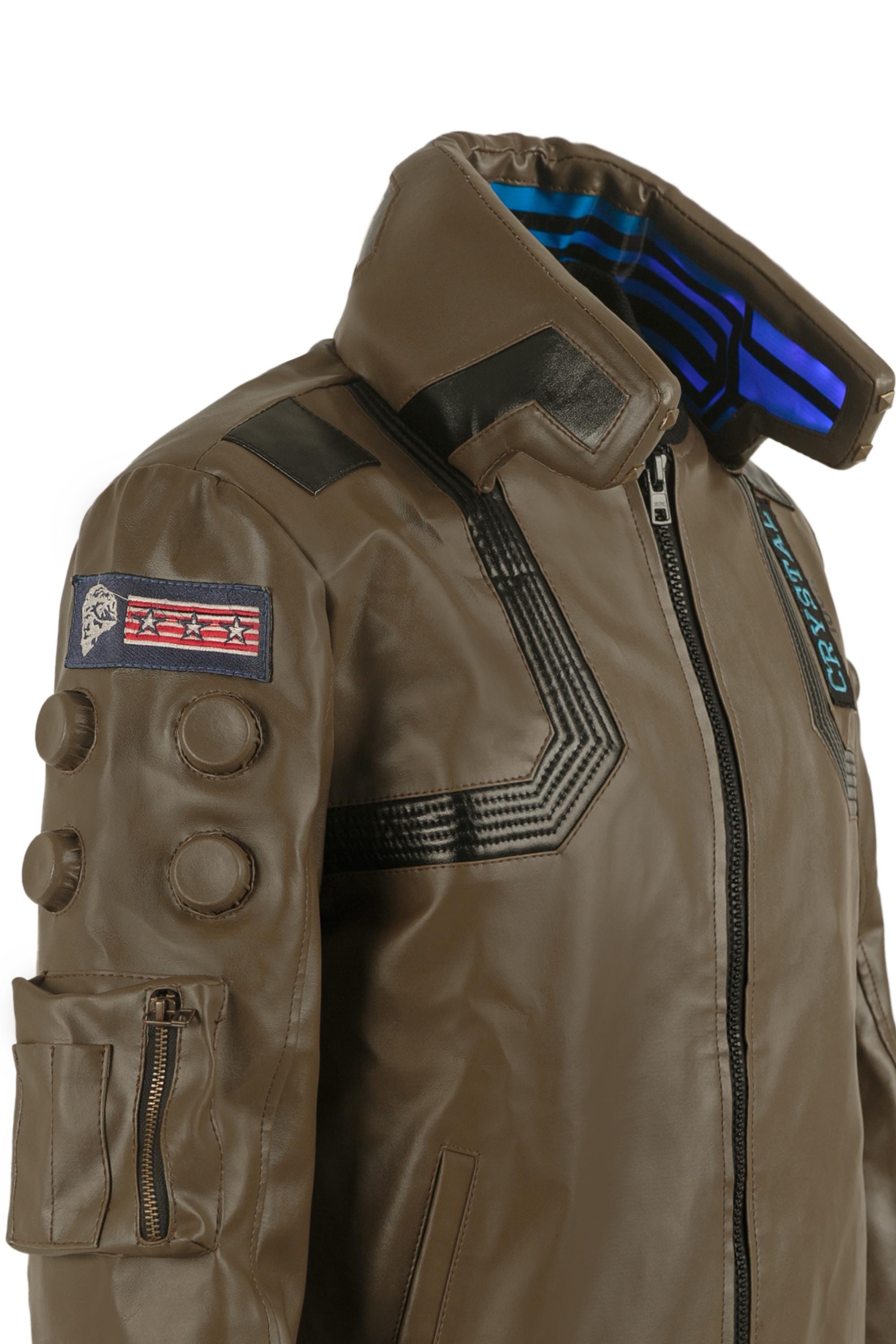 Cyberpunk Leather Jacket for Men – Futuristic Techwear Bomber Jacket – Sci Fi Streetwear Coat – Nexus 7 Inspired Moto Jacket – Gamer Fashion