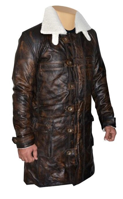 Handmade The Dark Knight Rises Bane's Distressed Shearling Trench Coat
