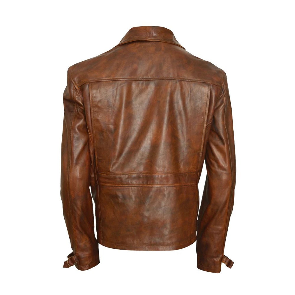 Handmade Captain America's Brown Biker Leather Jacket