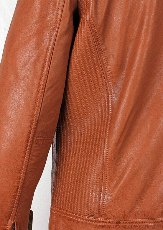 Handmade Men's Miass Cognac Leather Jacket