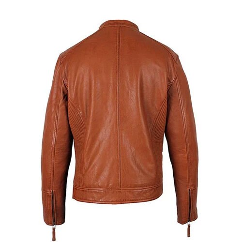 Handmade Men's Miass Cognac Leather Jacket