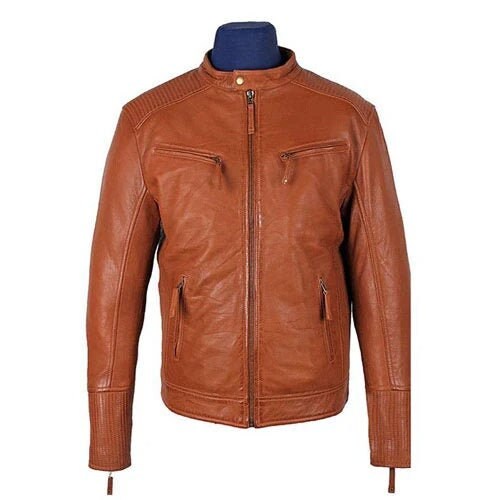Handmade Men's Miass Cognac Leather Jacket
