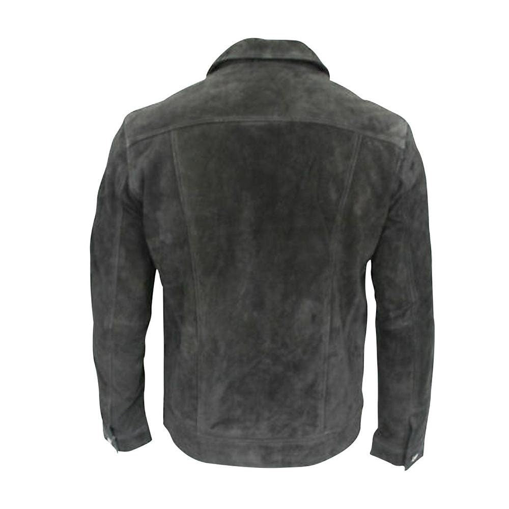 Handmade Hart's Black Suede Trucker Leather Shirt