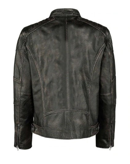 Handmade Cafe Racer Vintage Classic Brando Biker Black Motorcycle Leather Jacket