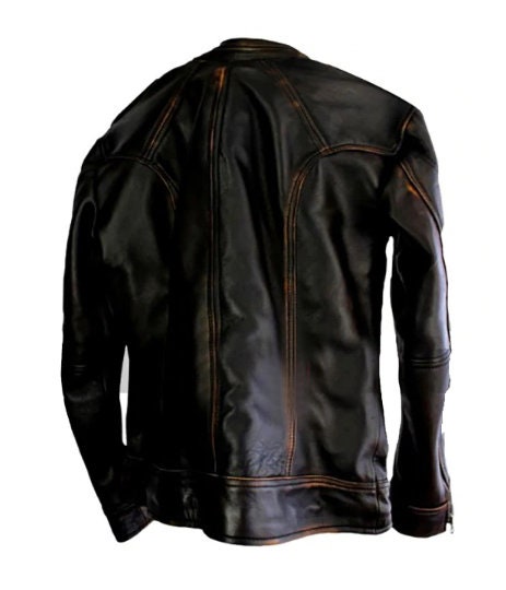 Handmade Cafe Racer Vintage Biker Distressed Brown Motorcycle Leather Jacket
