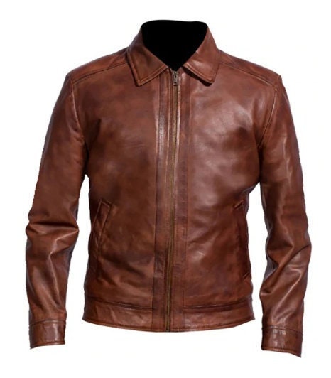 Handmade Cafe Racer Retro Slim Fit Brown Leather Jacket