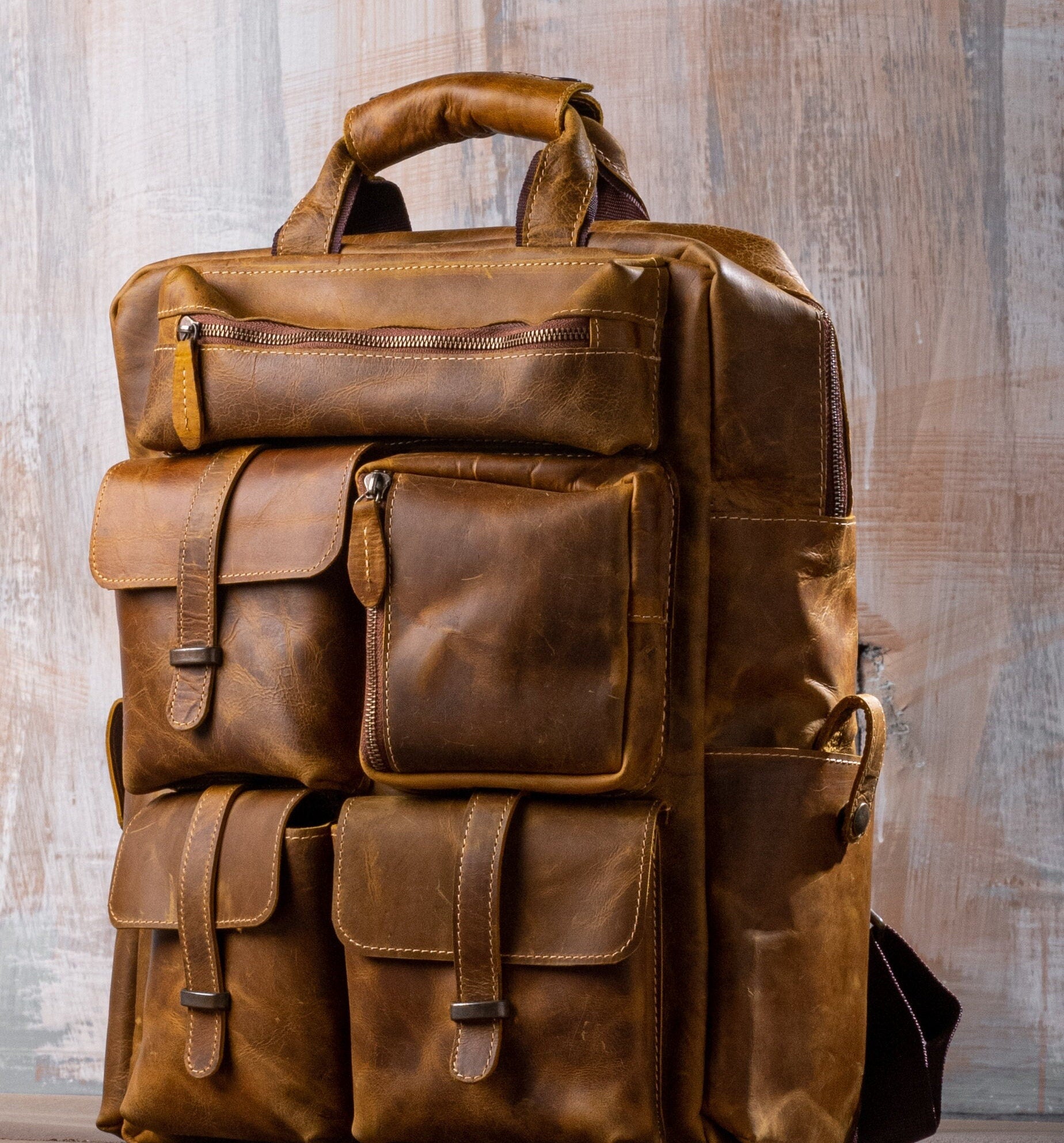 Handmade Leather Backpack, Travel Rucksack, Hiking Backpack For Men and Women, Unisex Rustic Vintage Backpack, Leather Bag.