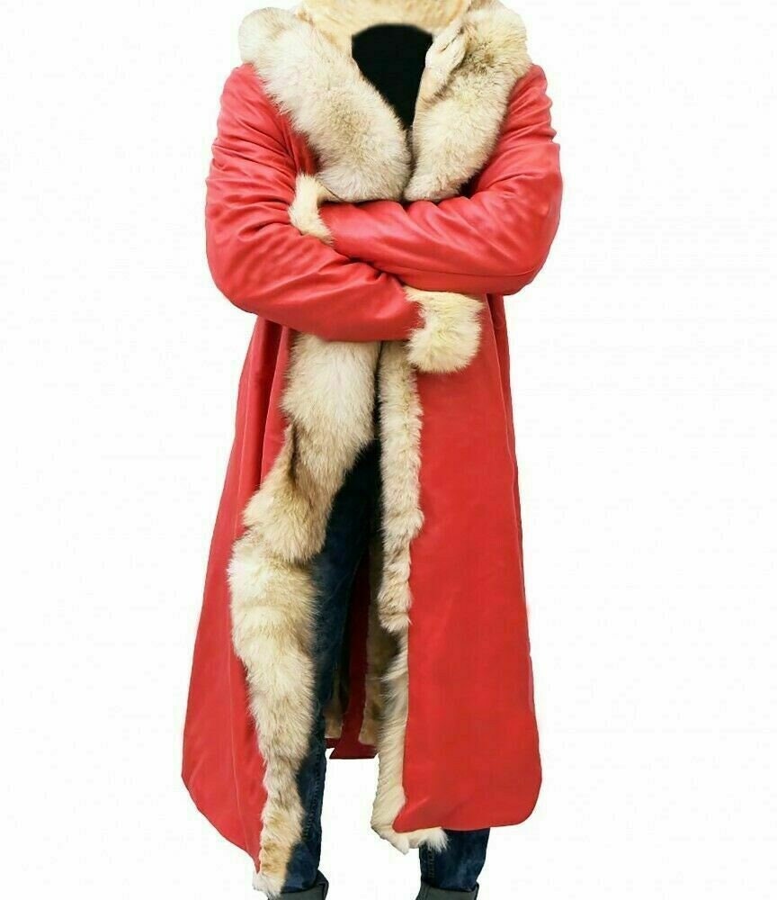 Handmade Santa Claus Leather Trench Coat Christmas Chronicles Kurt Russell Santa Clause Long Trench Coat Cosplay Coat