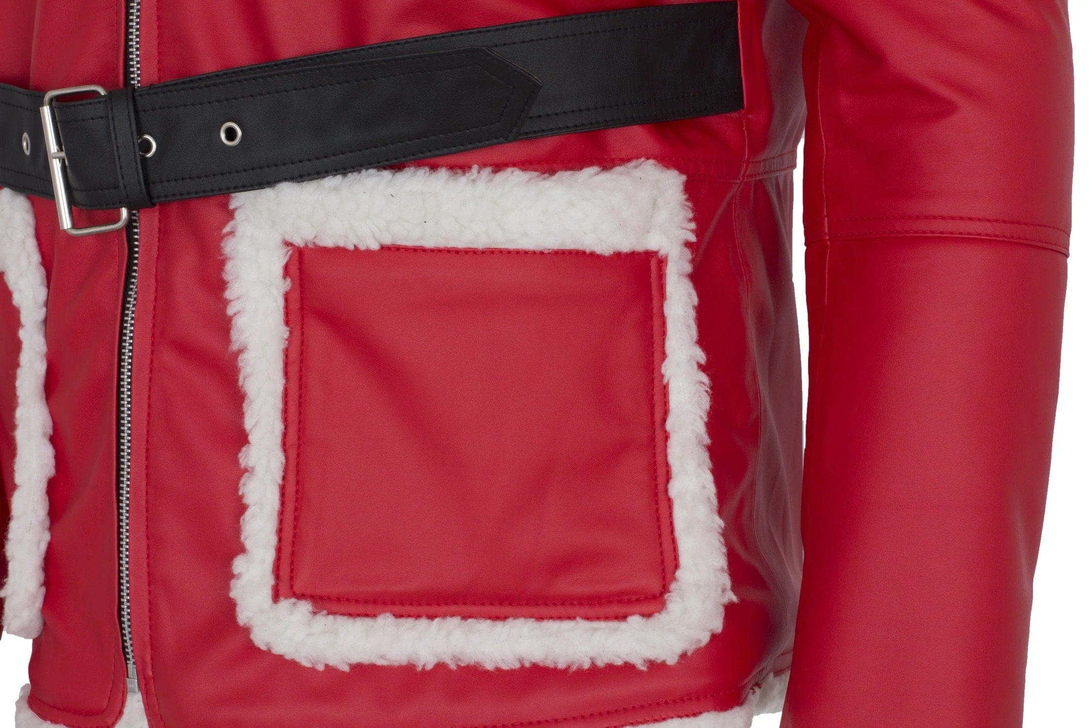 Handmade Santa Claus Leather Jacket Christmas Jacket Cosplay Coat