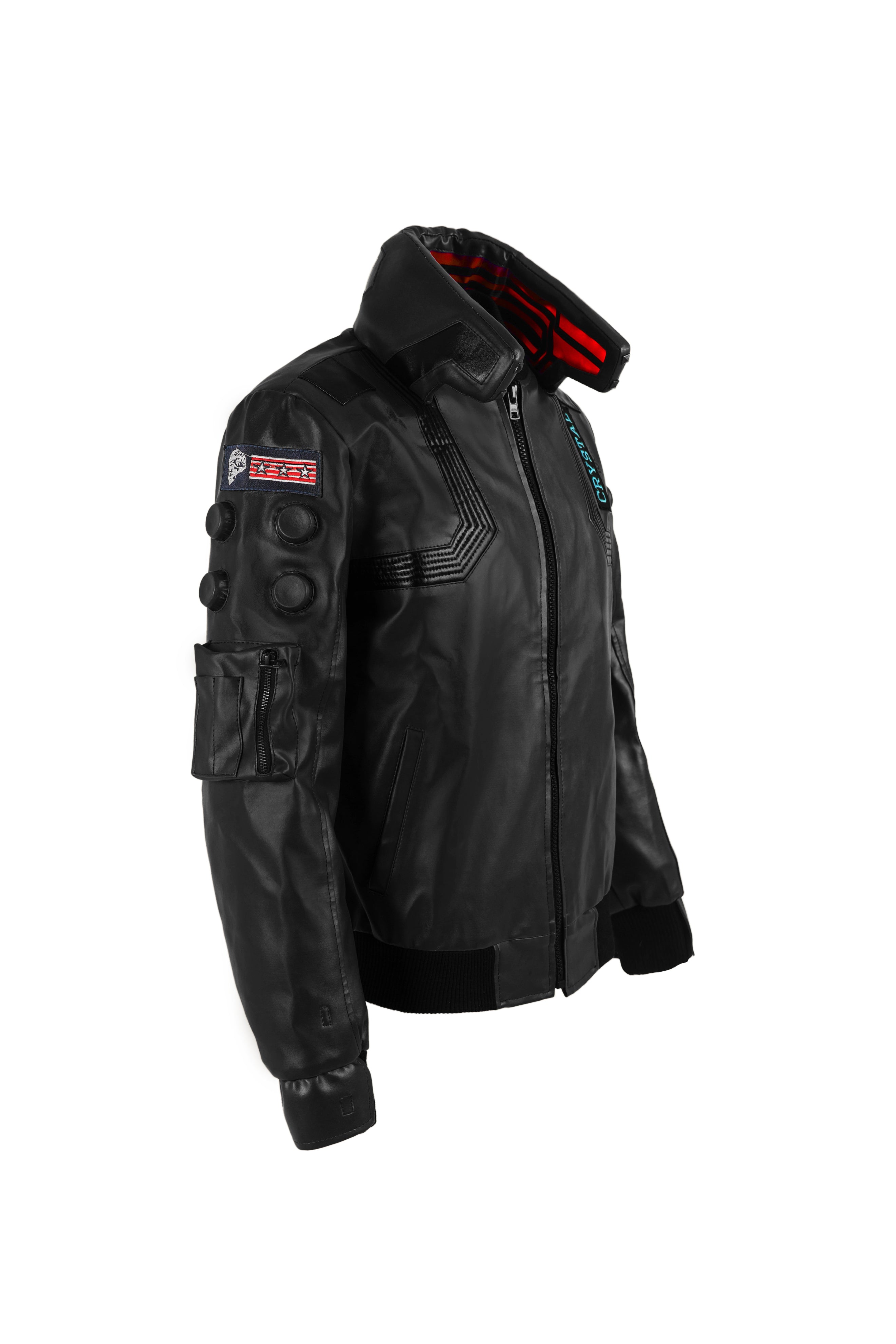 Cyberpunk 2077 Black Jacket V's Samurai Bomber Leather Jacket
