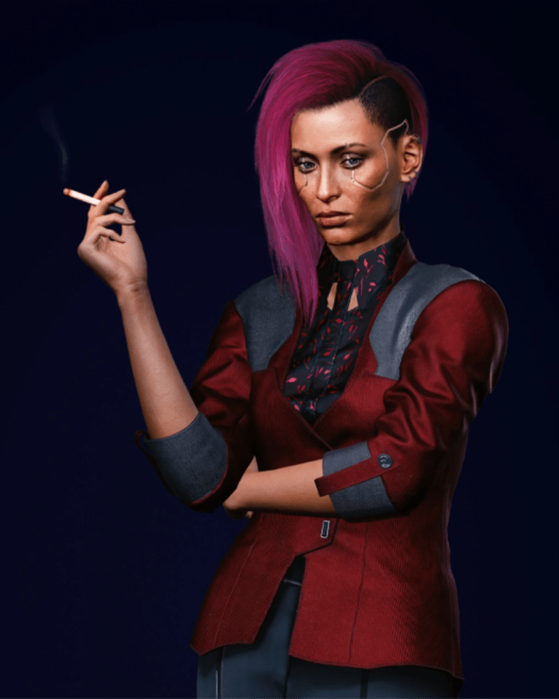 Cyberpunk 2077 Female V Red Leather Blazer