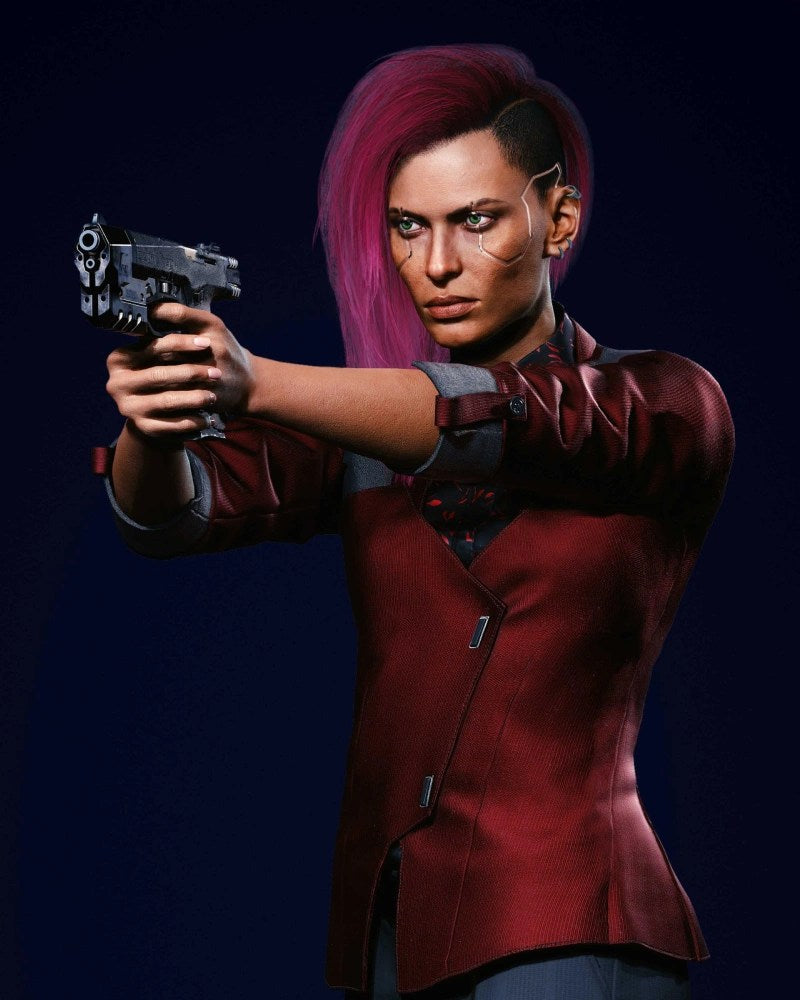 Cyberpunk 2077 Female V Red Leather Blazer