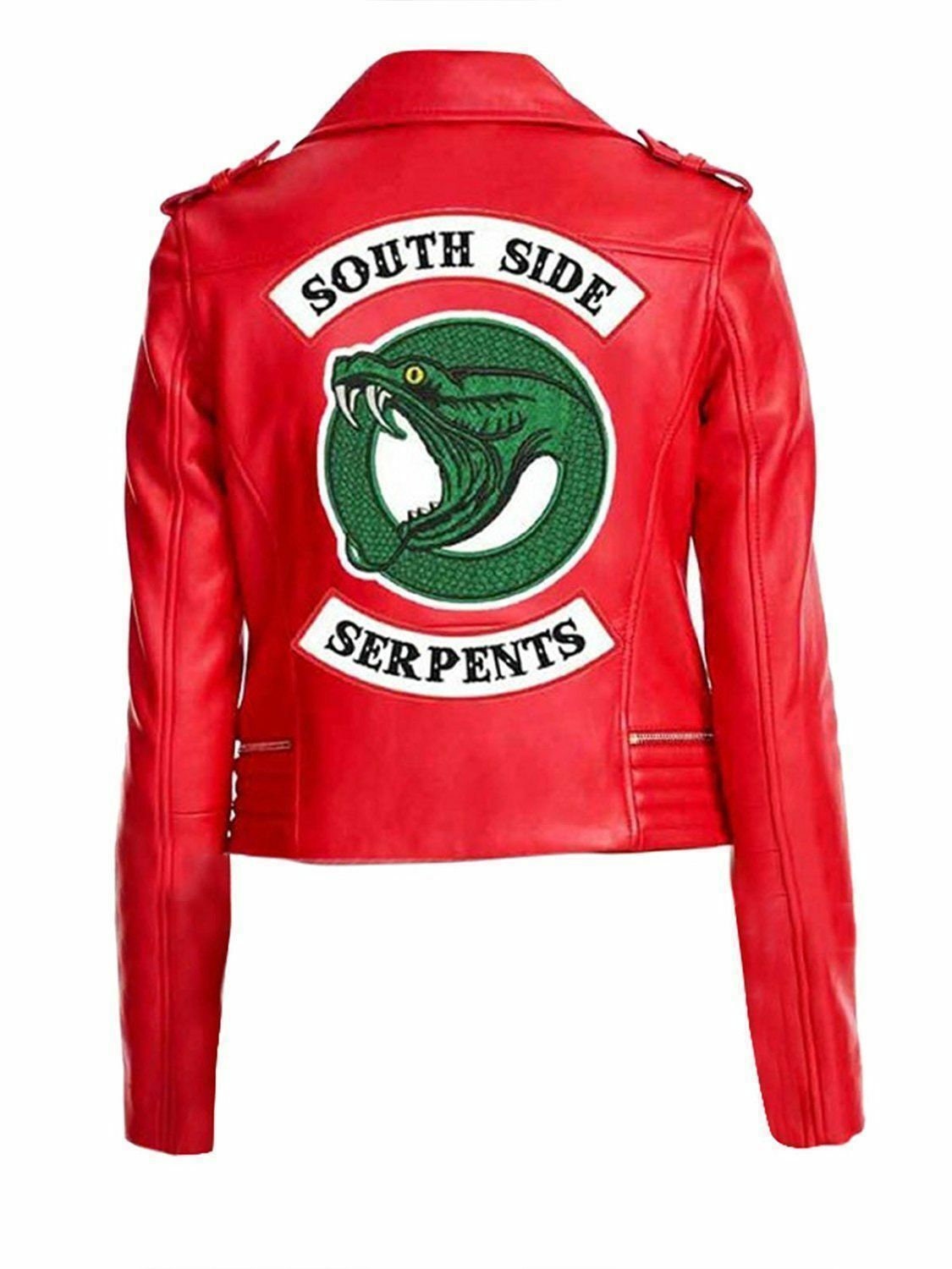 Handmade  Southside Serpent  Biker Red Leather Women Jacket