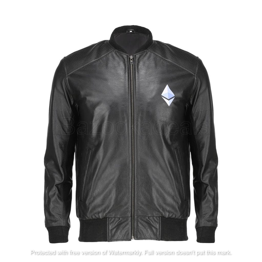 Handmade  Ethereum Bomber Crypto Leather Jacket