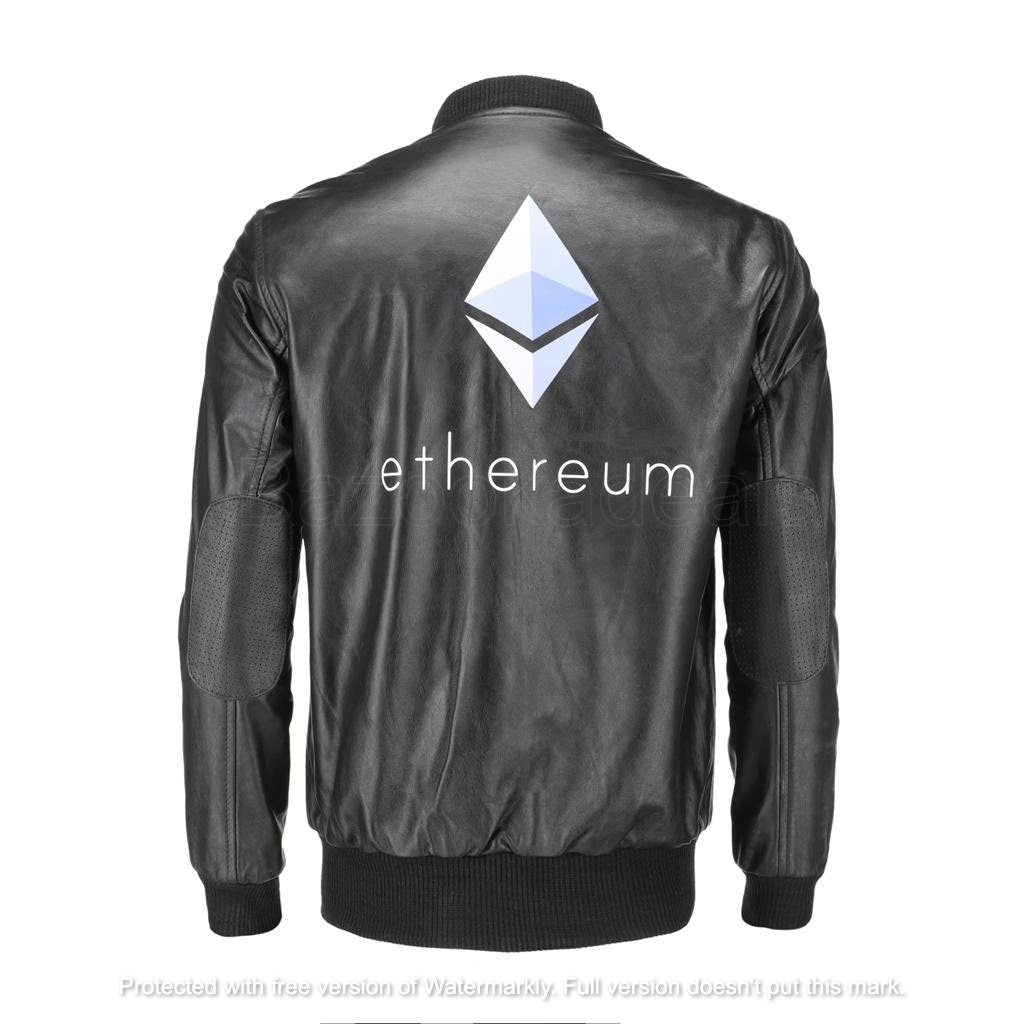 Handmade  Ethereum Bomber Crypto Leather Jacket