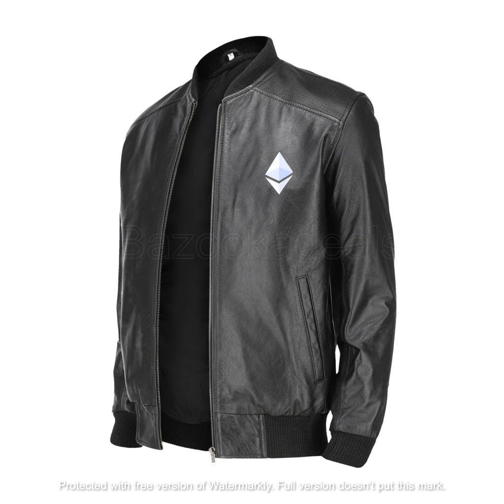 Handmade  Ethereum Bomber Crypto Leather Jacket