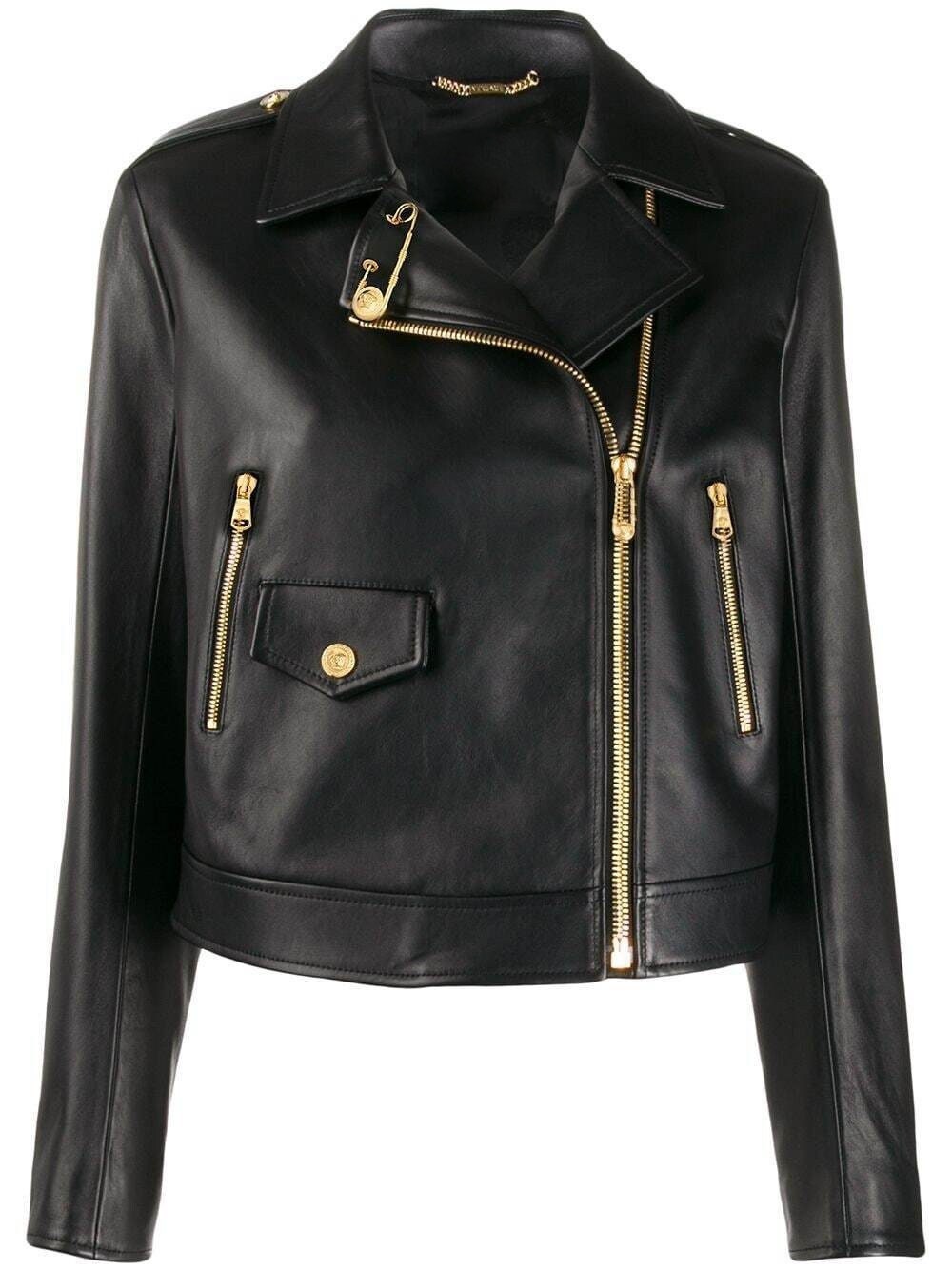 Handmade Cropped Safety-Pin Biker Jacket