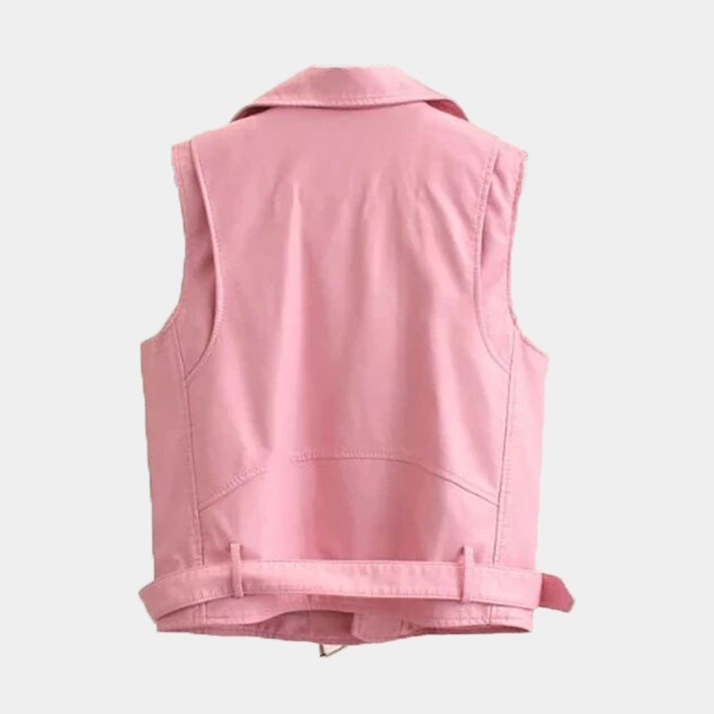 Handmade  Pink Leather Biker Vest