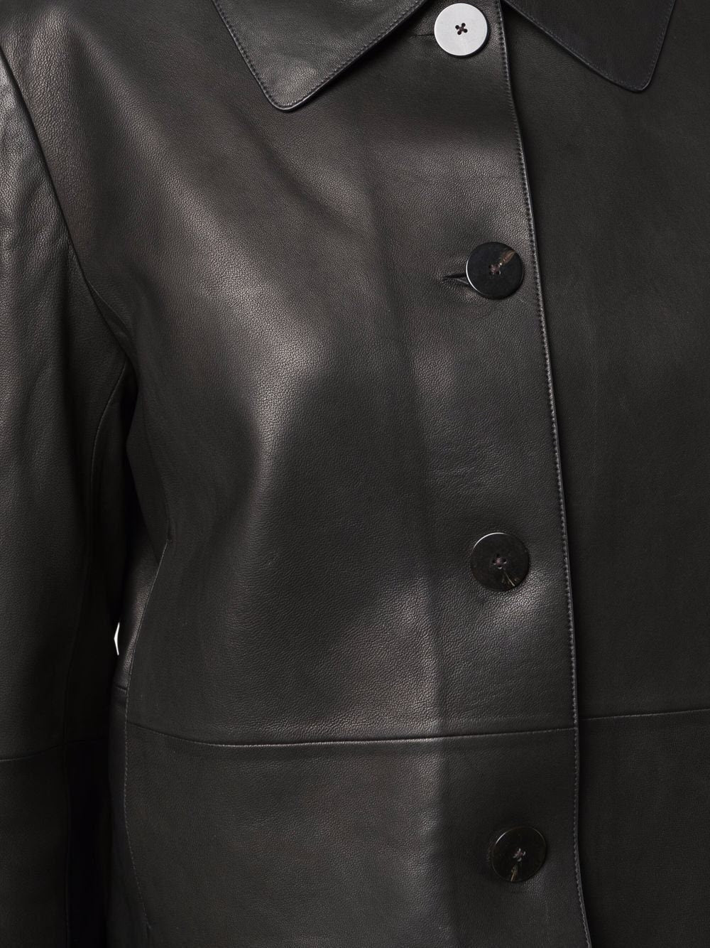 Handmade  Cropped Piazza Leather Coat