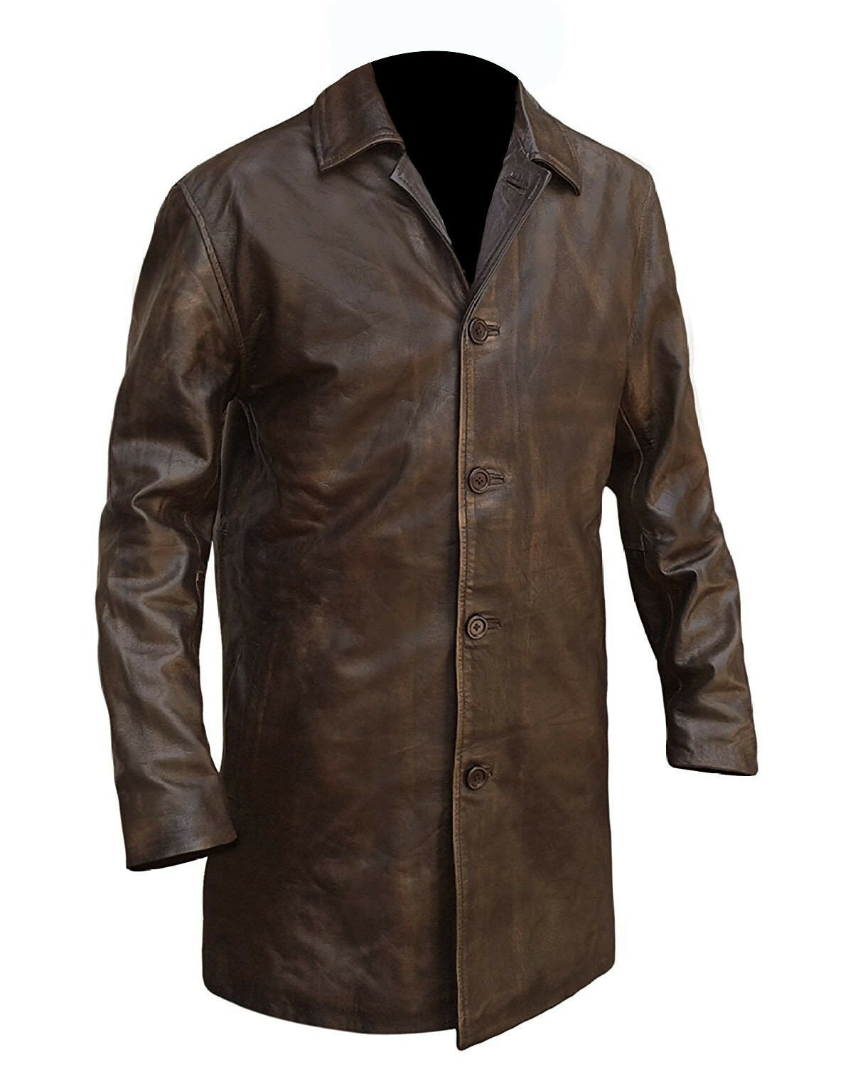 Handmade  Brown Distressed Leather Coat