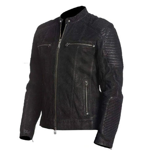 Handmade Cafe Racer Black Retro Motorcycle Distressed Leather Jacket